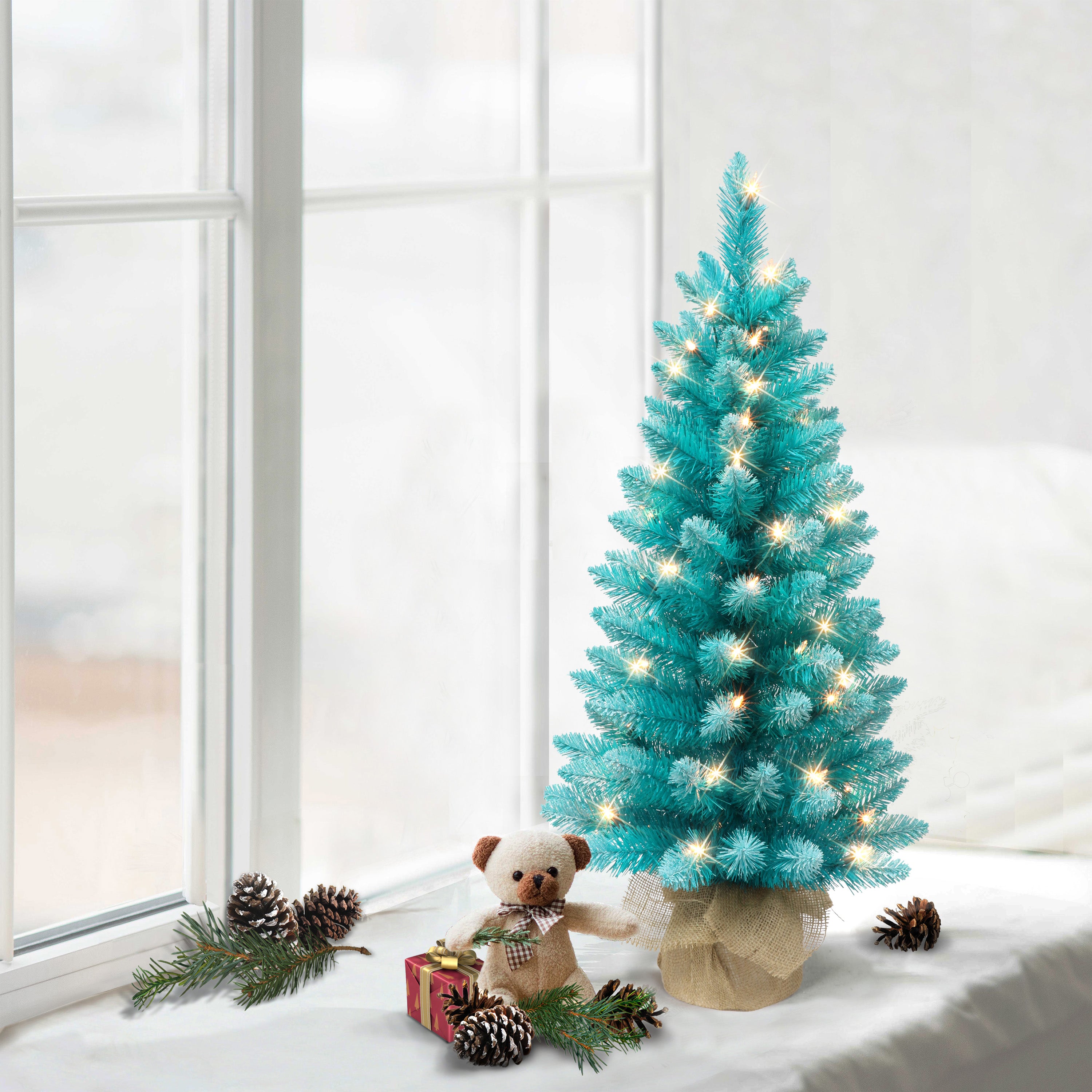 3ft Pre-lit Fashion Teal Christmas Tree