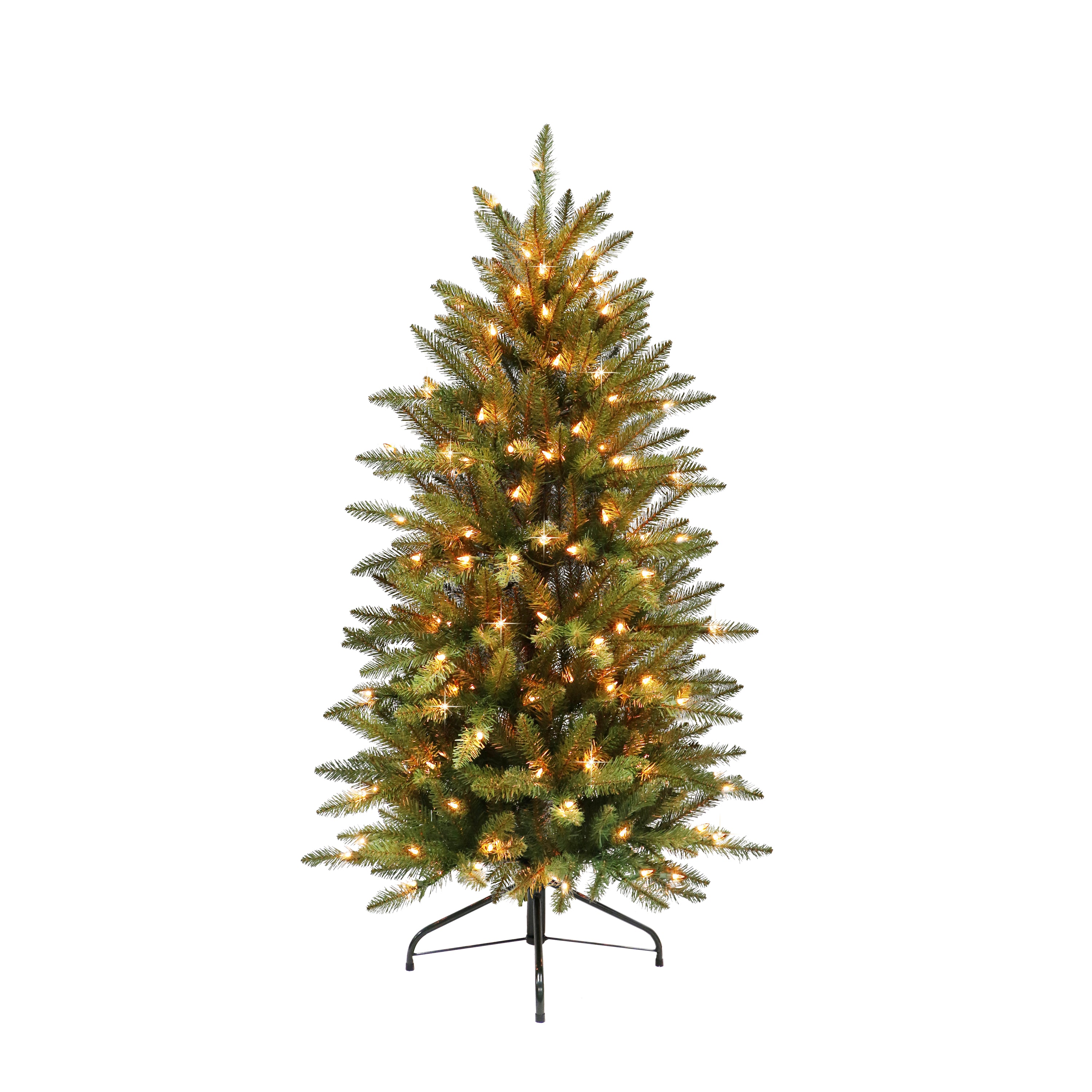 4.5 ft Pre-Lit Fraser Fir Pencil Artificial Christmas Tree with 150 UL Clear Lights Metal Stand Green FFPTA-45C15
