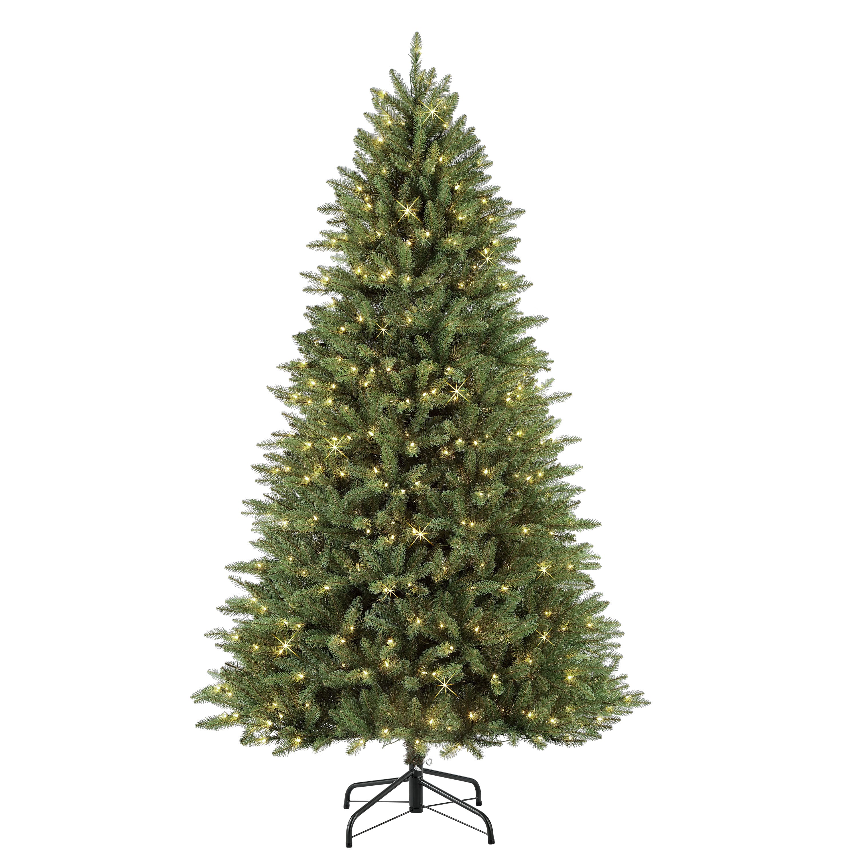 7.5 ft Pre-Lit Fraser Fir Artificial Christmas Tree with 600 UL Clear Lights Metal Stand Green FFRA-75C6