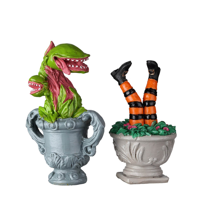 LEMAX Spooky Planter Urns, set of 2 #24946