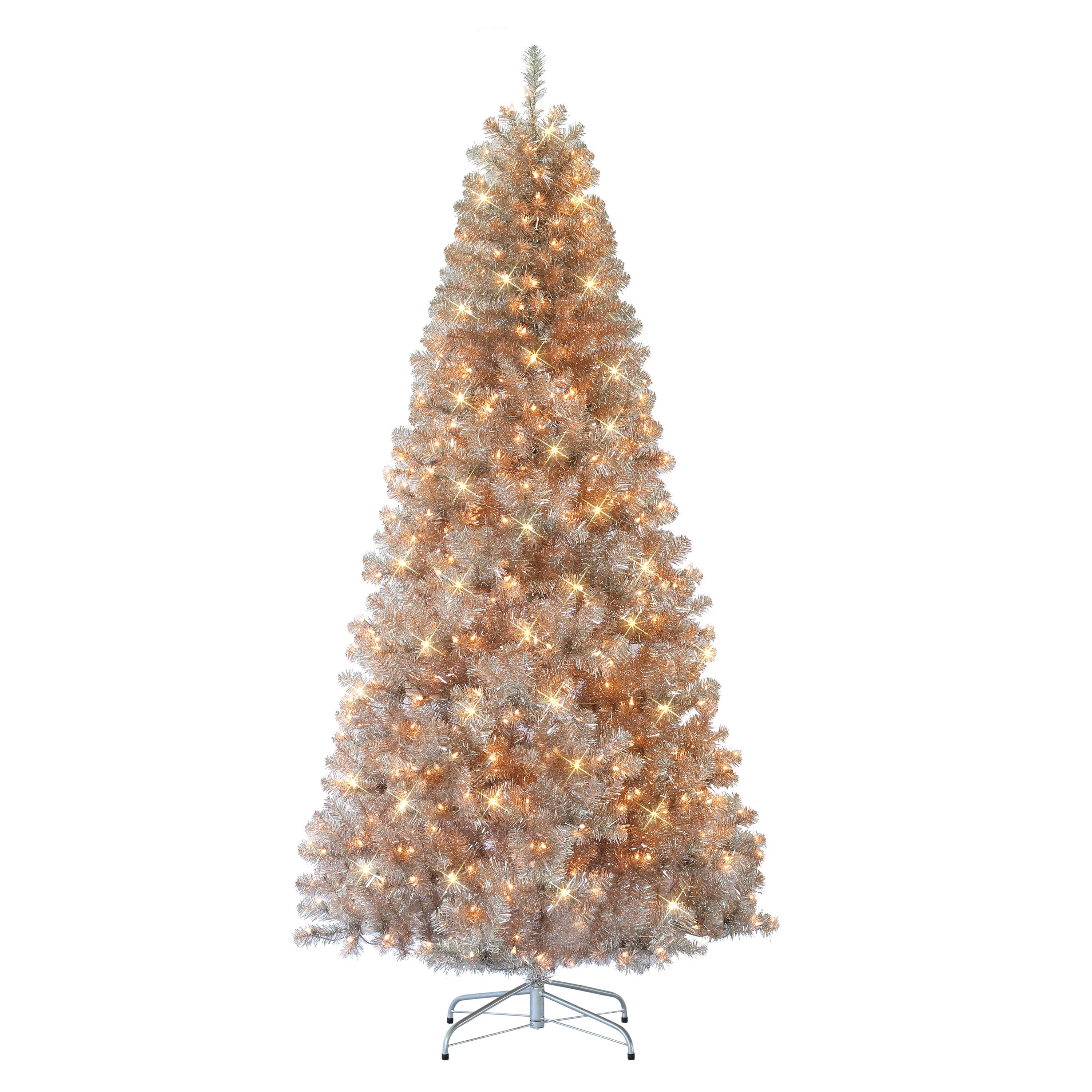 7.5 ft Pre-lit Rose Gold Artificial Christmas Tree 500 UL Clear Lights Metal Stand T9613A-75C5-RG