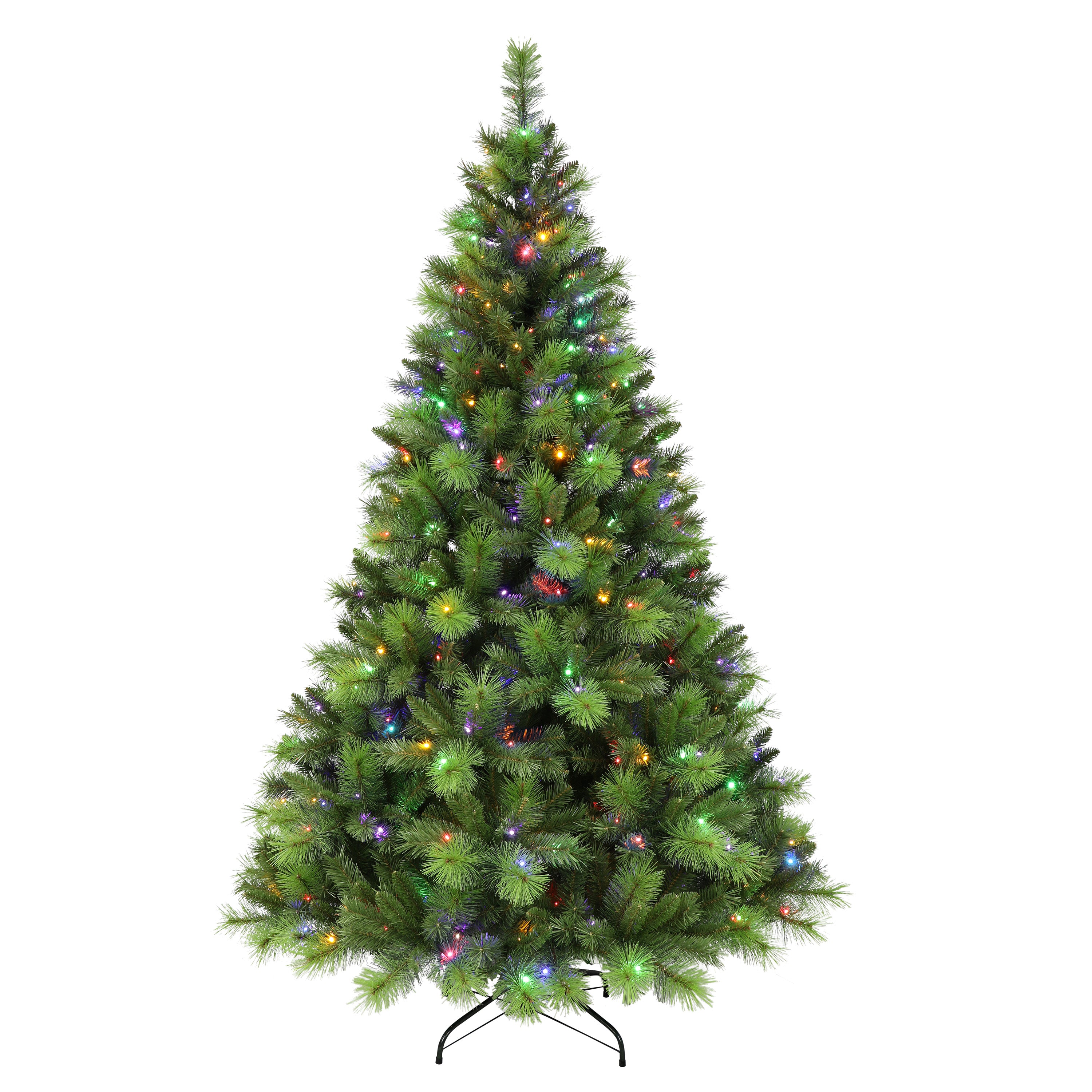 7.5 ft Pre-Lit Adirondack Artificial Christmas Tree with 300 Color-Select LED Lights Green ADKA-T70LD3