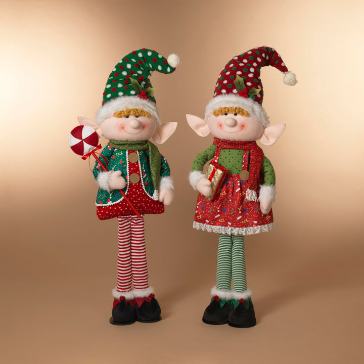 48" Extendable Plush Standing Holiday Elf, 2 Assorted # 2660280