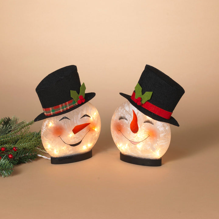 11" Lighted Frosted Snowman/Snow Woman, 2 Assorted # 2733460