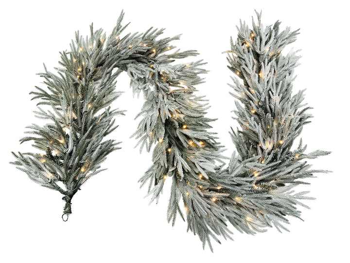 Puleo International 9ft PE/PVC Soft Flocked Green Garland #277-5673-GF9LDF3K120-TW-1