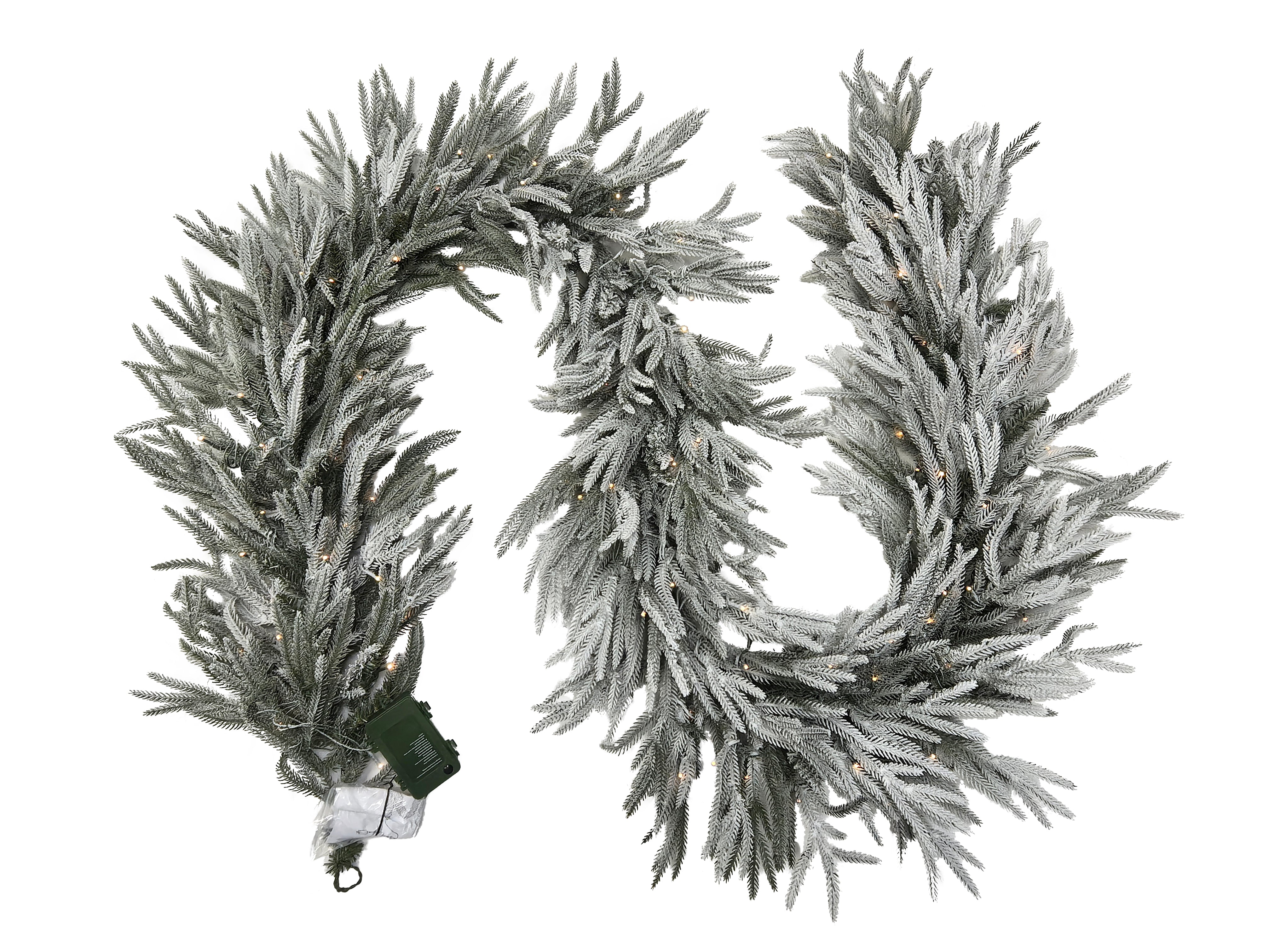 Puleo International 9ft PE/PVC Soft Flocked Green Garland #277-5673-GF9LDF3K120-TW-BO-1