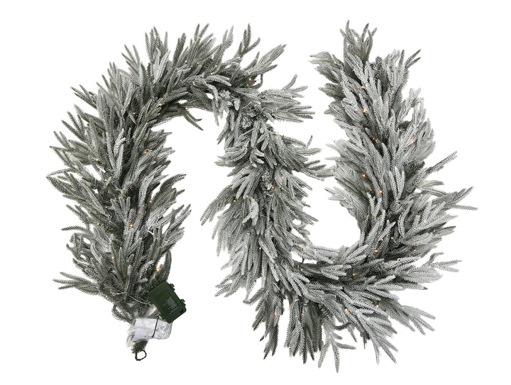 Puleo International 9ft PE/PVC Soft Flocked Green Garland #277-5673-GF9LDF3K120-TW-BO-1