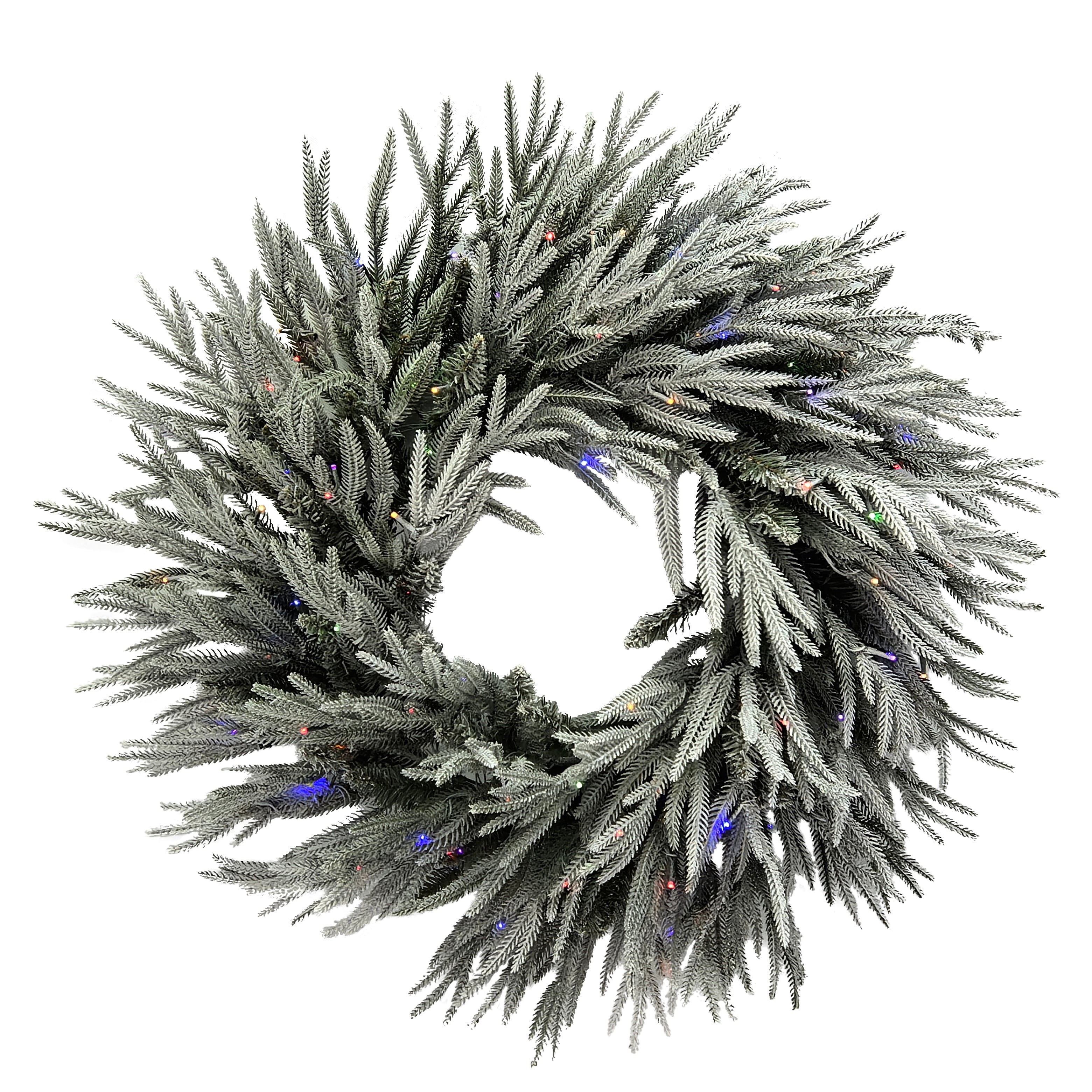 Puleo International 30" PE/PVC Soft Flocked Green Wreath #277-5673-WF30LDF3K1-TW-BO-1