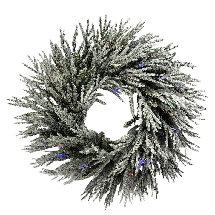 Puleo International 30" PE/PVC Soft Flocked Green Wreath #277-5673-WF30LDF3K1-TW-BO-1