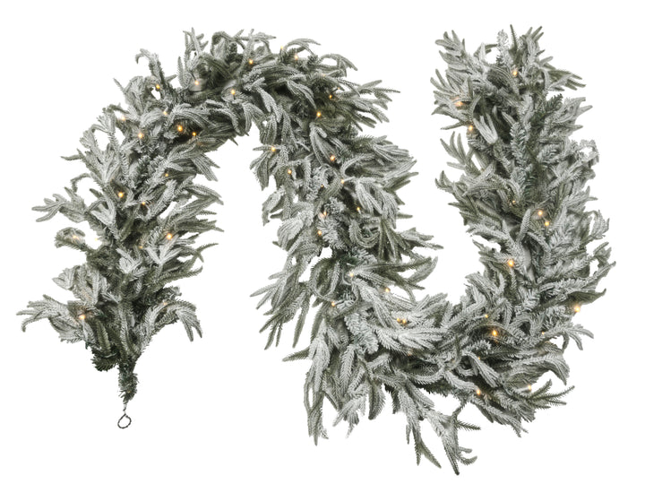 Puleo International 9ft Real Touch/Soft PE/PVC Flocked Garland #277-5838-GF9LDF3K08-BO-TW