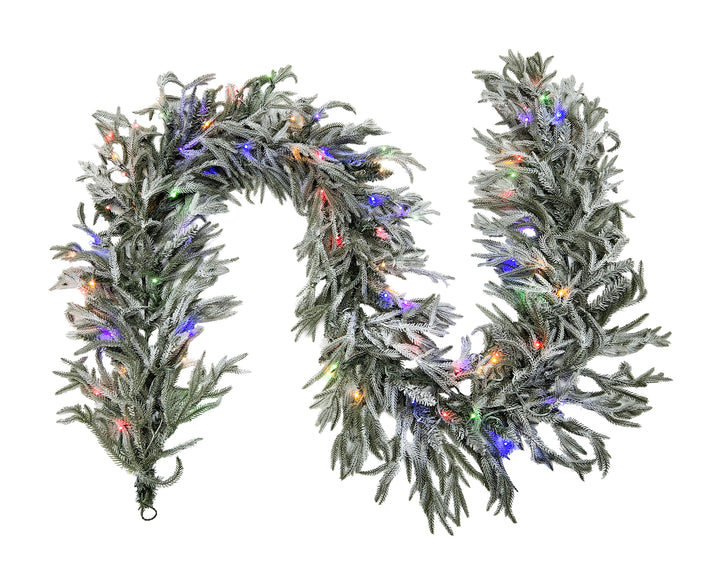 Puleo International 9ft Real Touch/Soft PE/PVC Flocked Garland #277-5838-GF9LDF3K08-TW