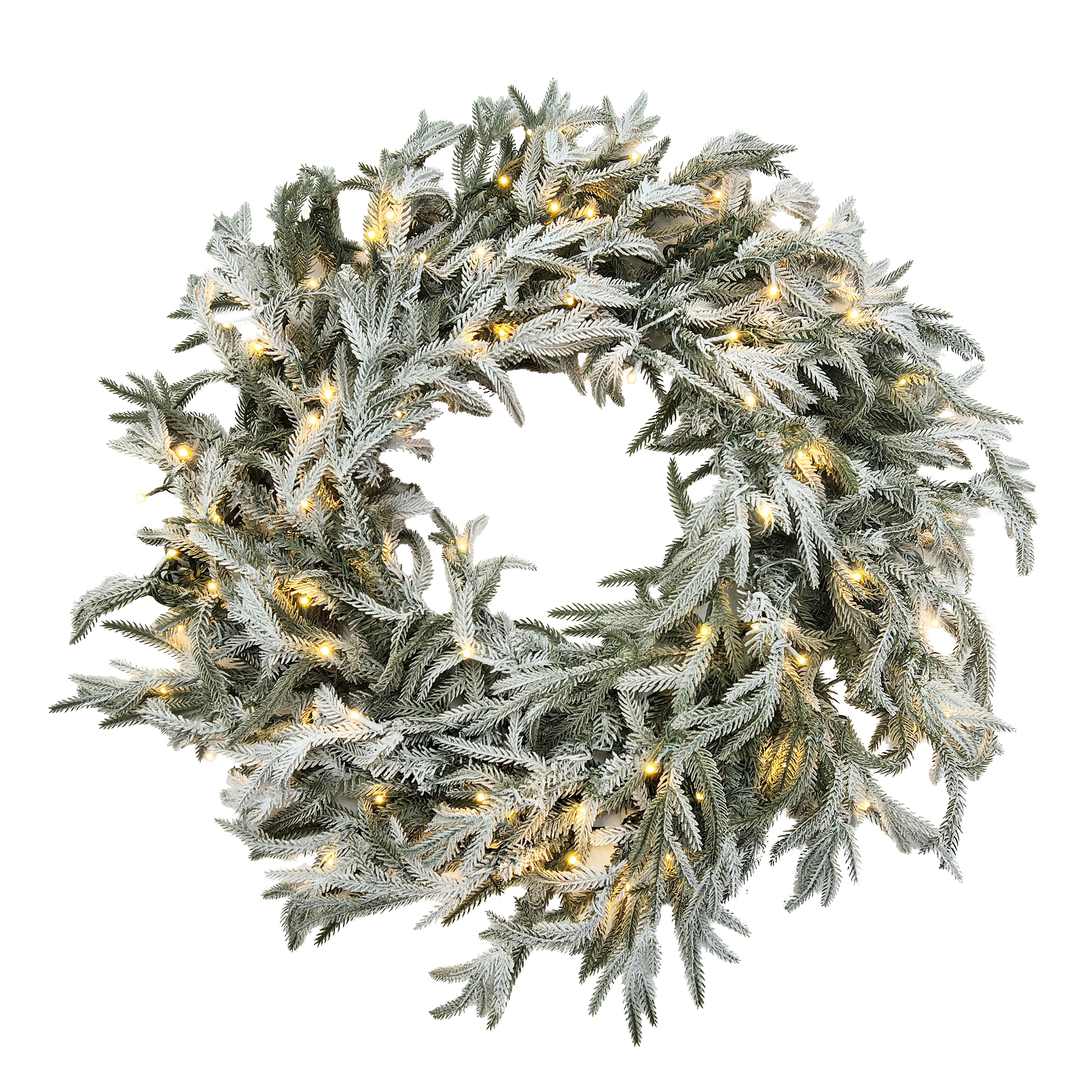 Puleo International 30" PE/PVC Soft Flocked White Wreath #277-5838-WF30LDF3K1-TW