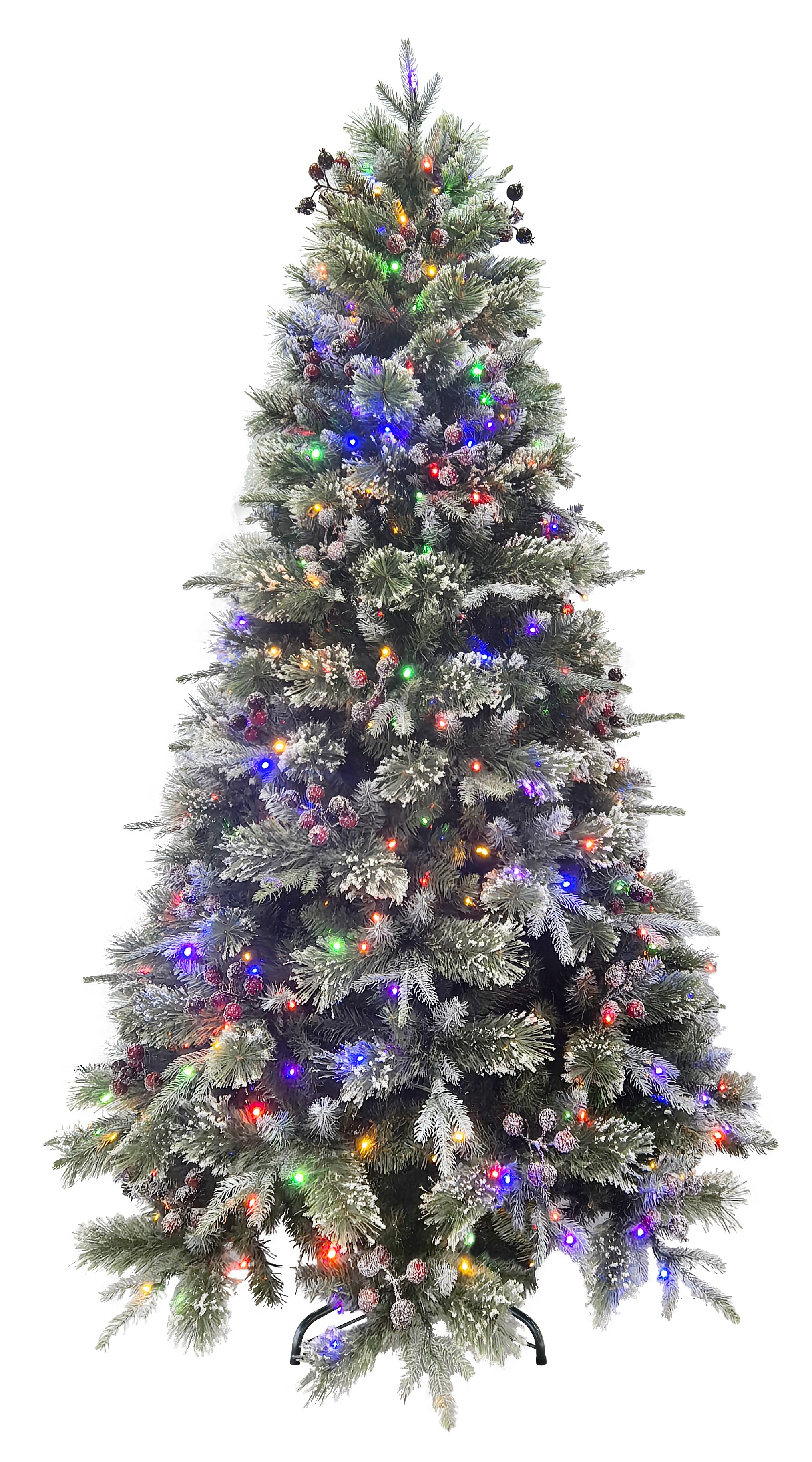 Puleo International 6.5ft Pre-Lit Berry Spruce Frosted PE/PVC Tree #277-BSFR1-65LDF5K4-TW