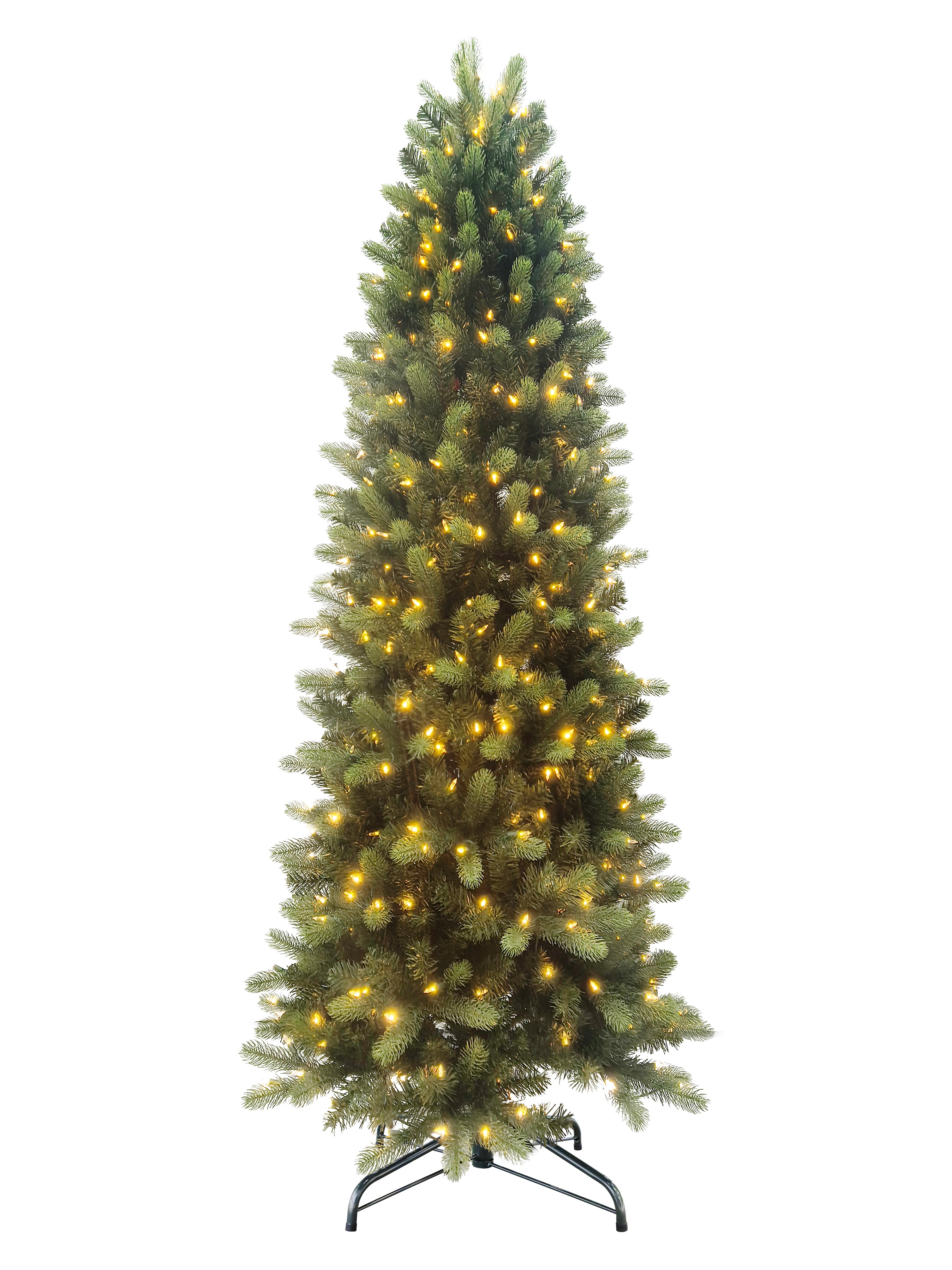 Puleo International 7.5ft Pre-Lit Colorado Spruce PE/PVC Pencil Tree #277-COGG2P-75F5LDF5-TW