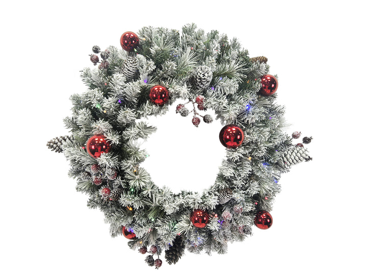 Puleo International 30" Pre-Lit Connecticut Wreath #277-CON1-30WLDF5K1-BO-TW