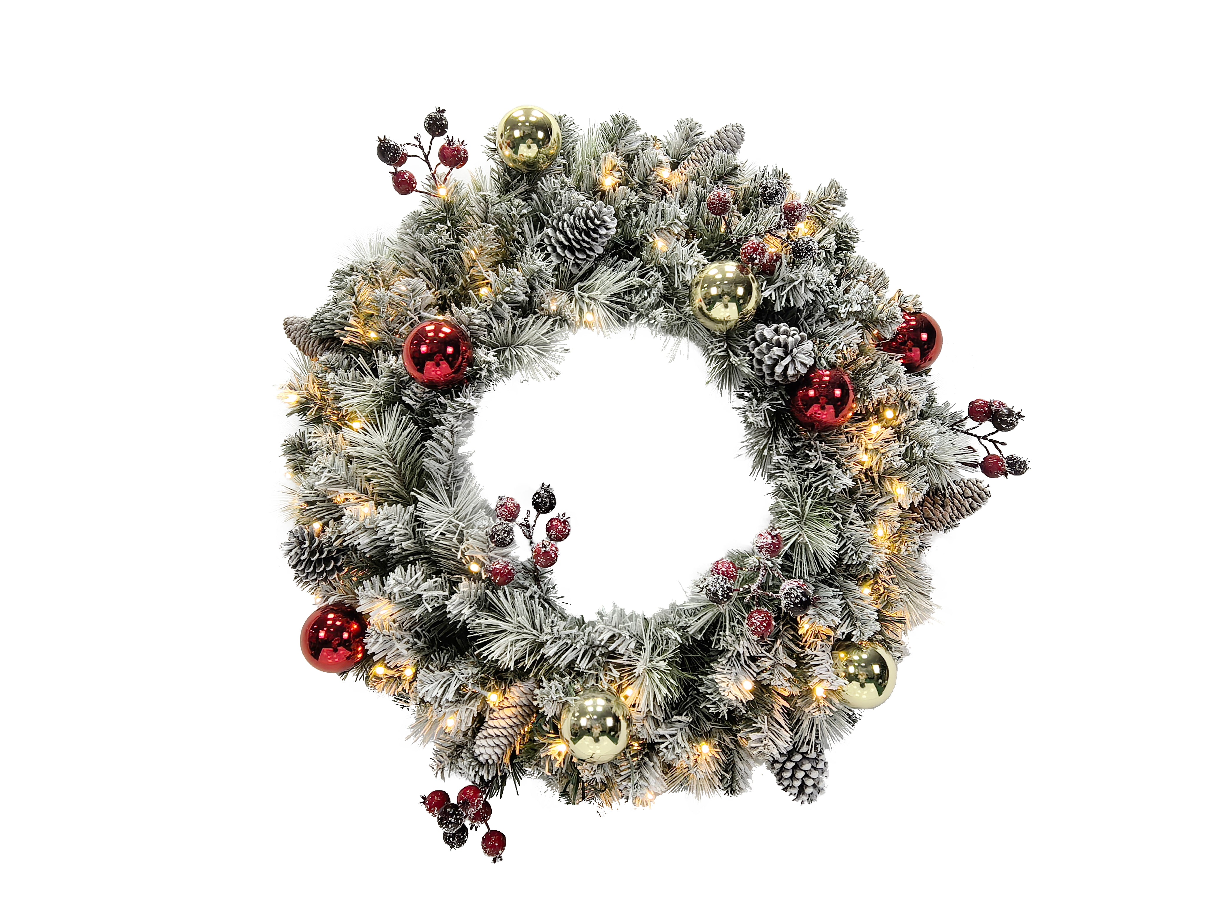 Puleo International 30" Pre-Lit Connecticut Wreath #277-CON2-30WLDF5K1-TW