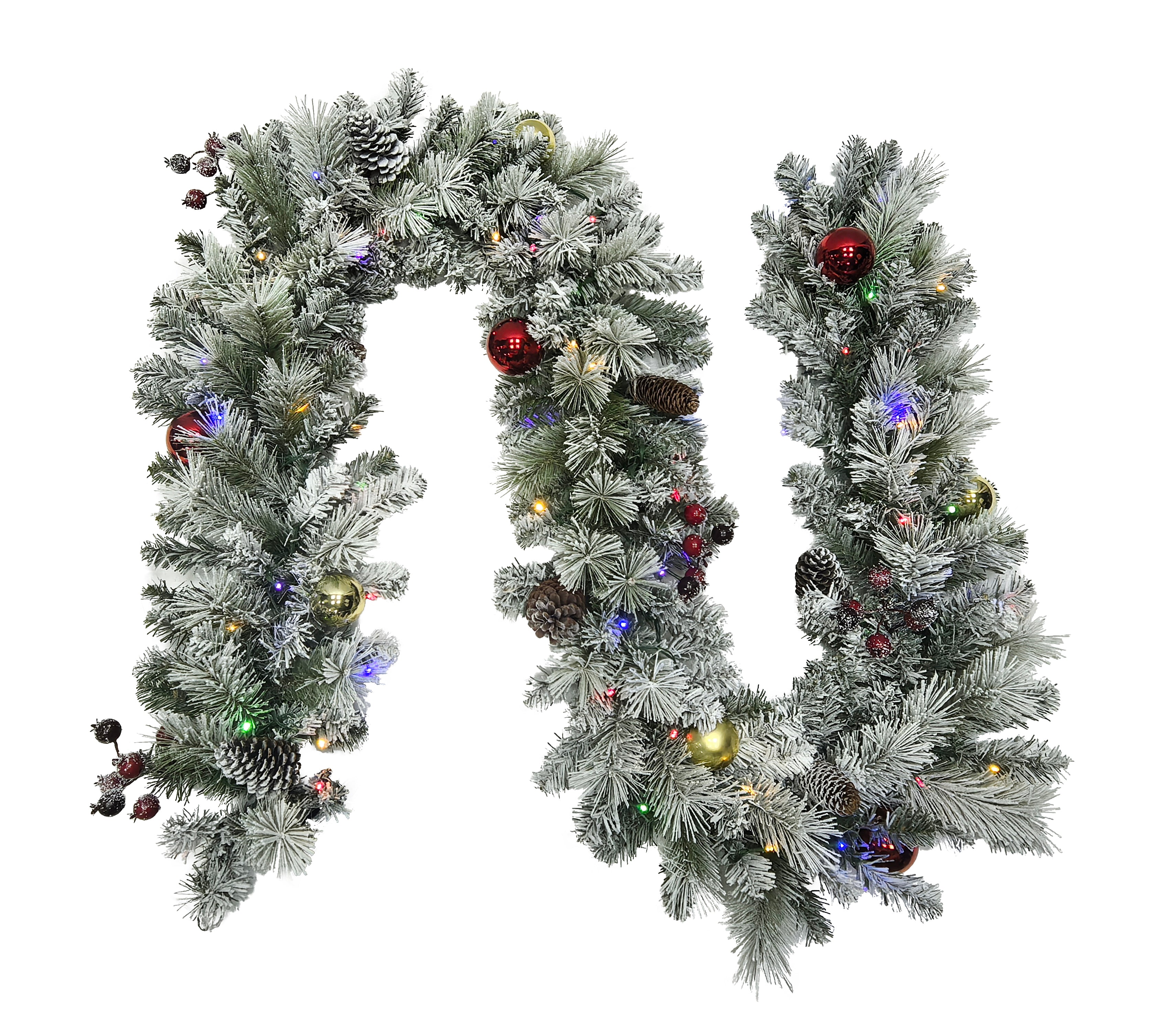 Puleo International 9ft x 12" Pre-lit Connecticut PE/PVC Garland #277-CON2-9/12LDF5K07-BO-TW