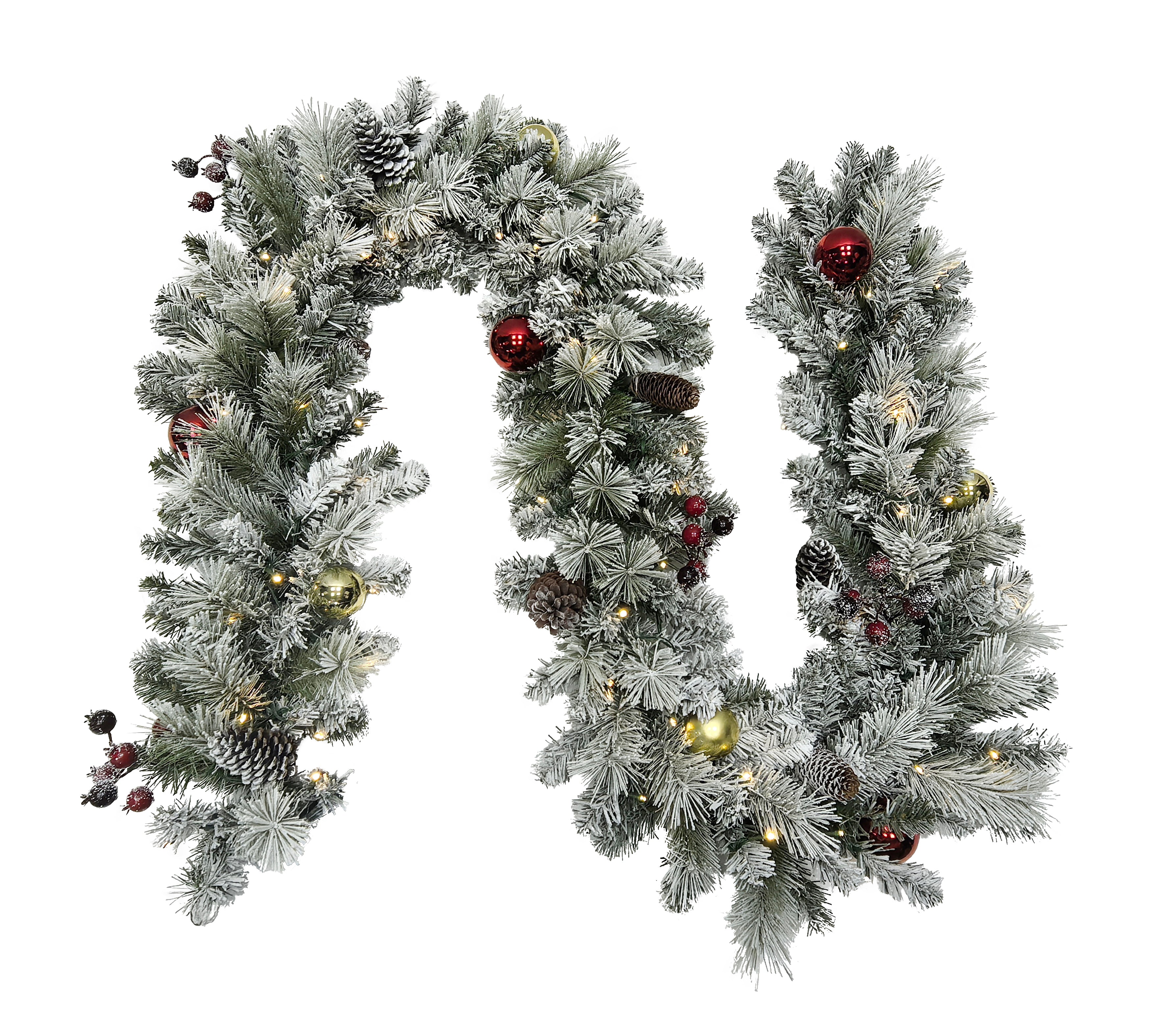 Puleo International 9ft x 12" Pre-lit Connecticut PE/PVC Garland #277-CON2-9/12LDF5K07-BO-TW
