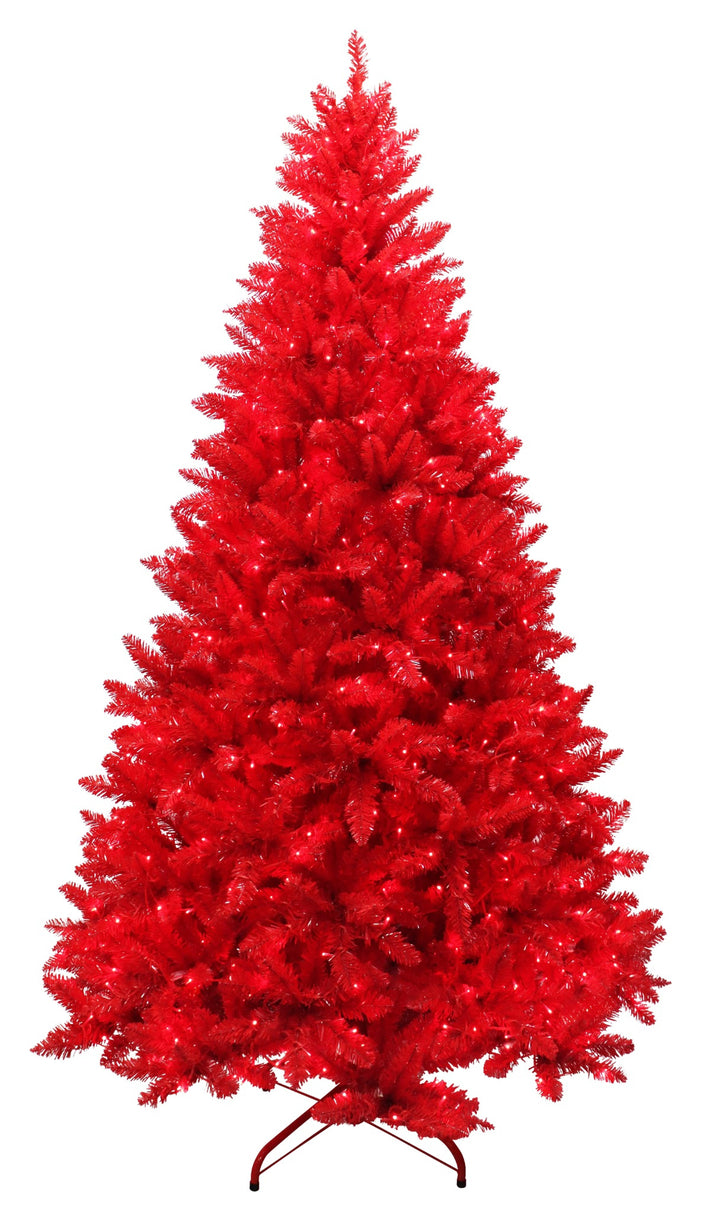 Puleo International 7.5ft Shiny Red Evergreen Spruce Tree in Red