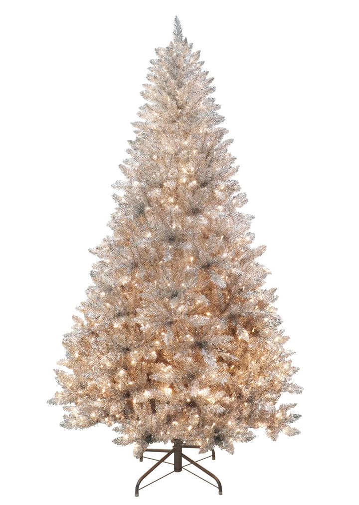 Puleo International 7.5ft Silver Evergreen Spruce Tree in Warm White