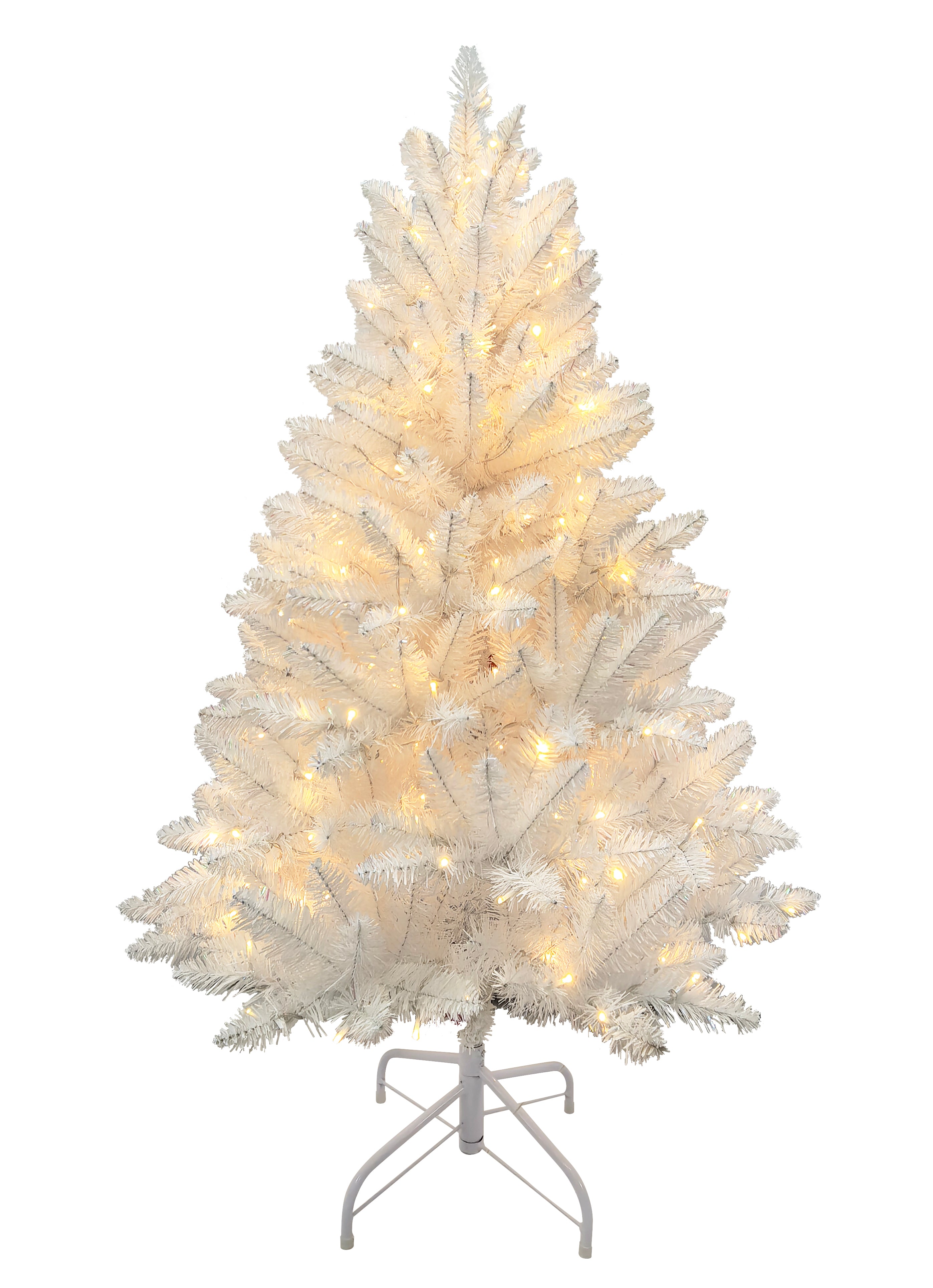 Puleo International 4.5ft Pre-Lit Evergreen Spruce Shiny White Tree #277-ESW-45LDF3K250-TW