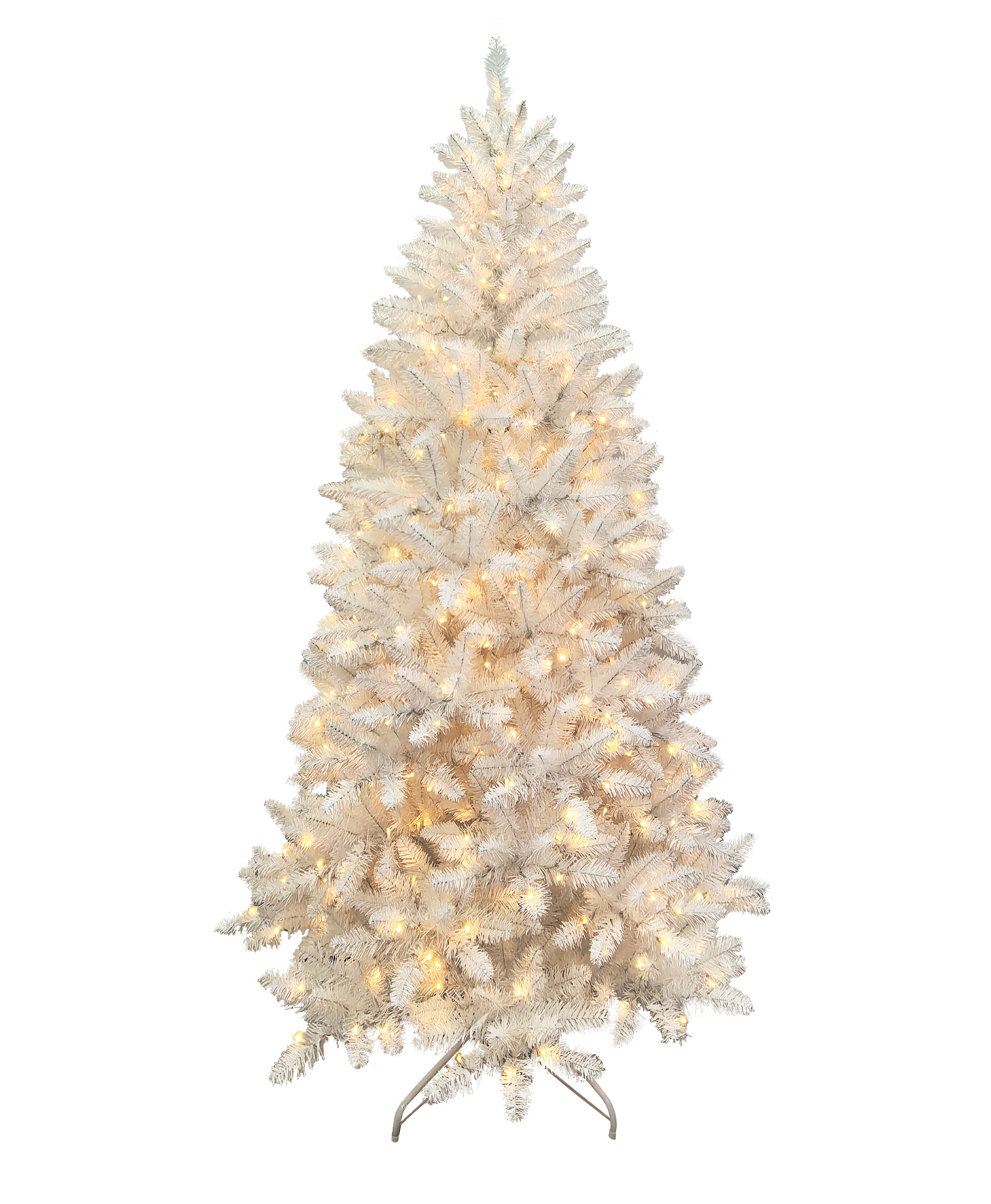 Puleo International 6.5ft Pre-Lit Evergreen Spruce Shiny White Tree #277-ESW-65QLDF3K5-TW