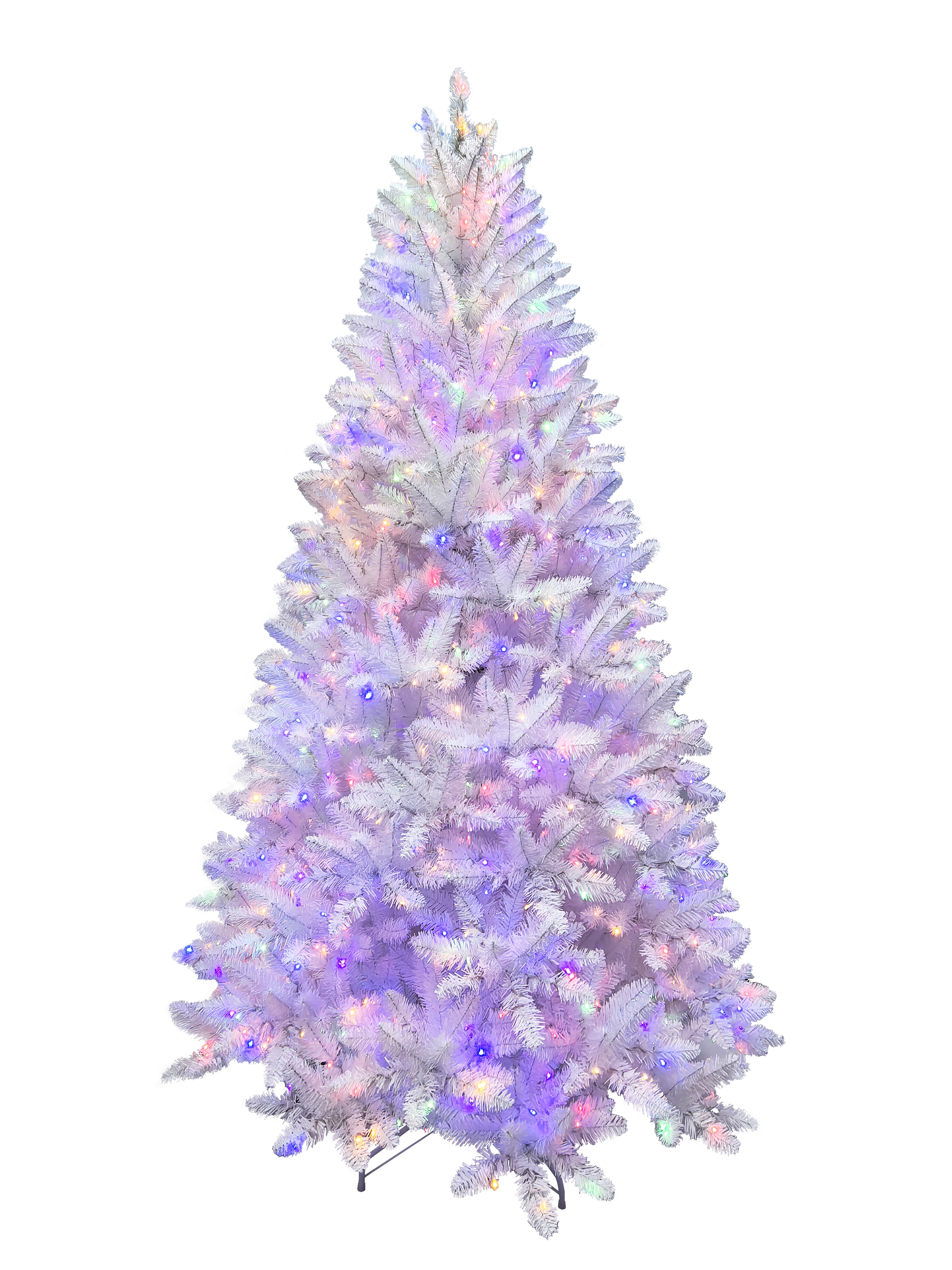 Puleo International 7.5ft Pre-Lit Evergreen Spruce Shiny White Tree #277-ESW-75QLDF3K7-TW