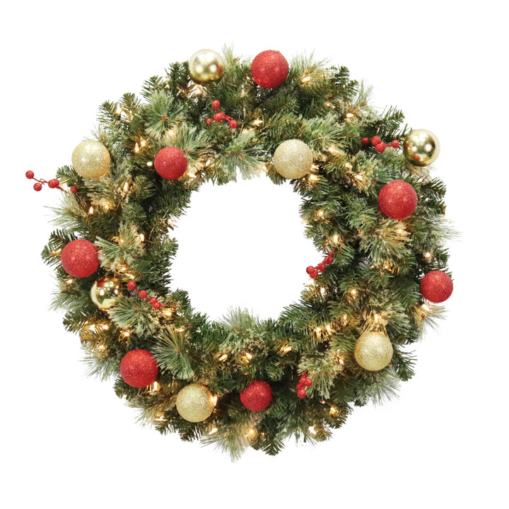 Puleo International 30in Fairfield Green Wreath in Clear