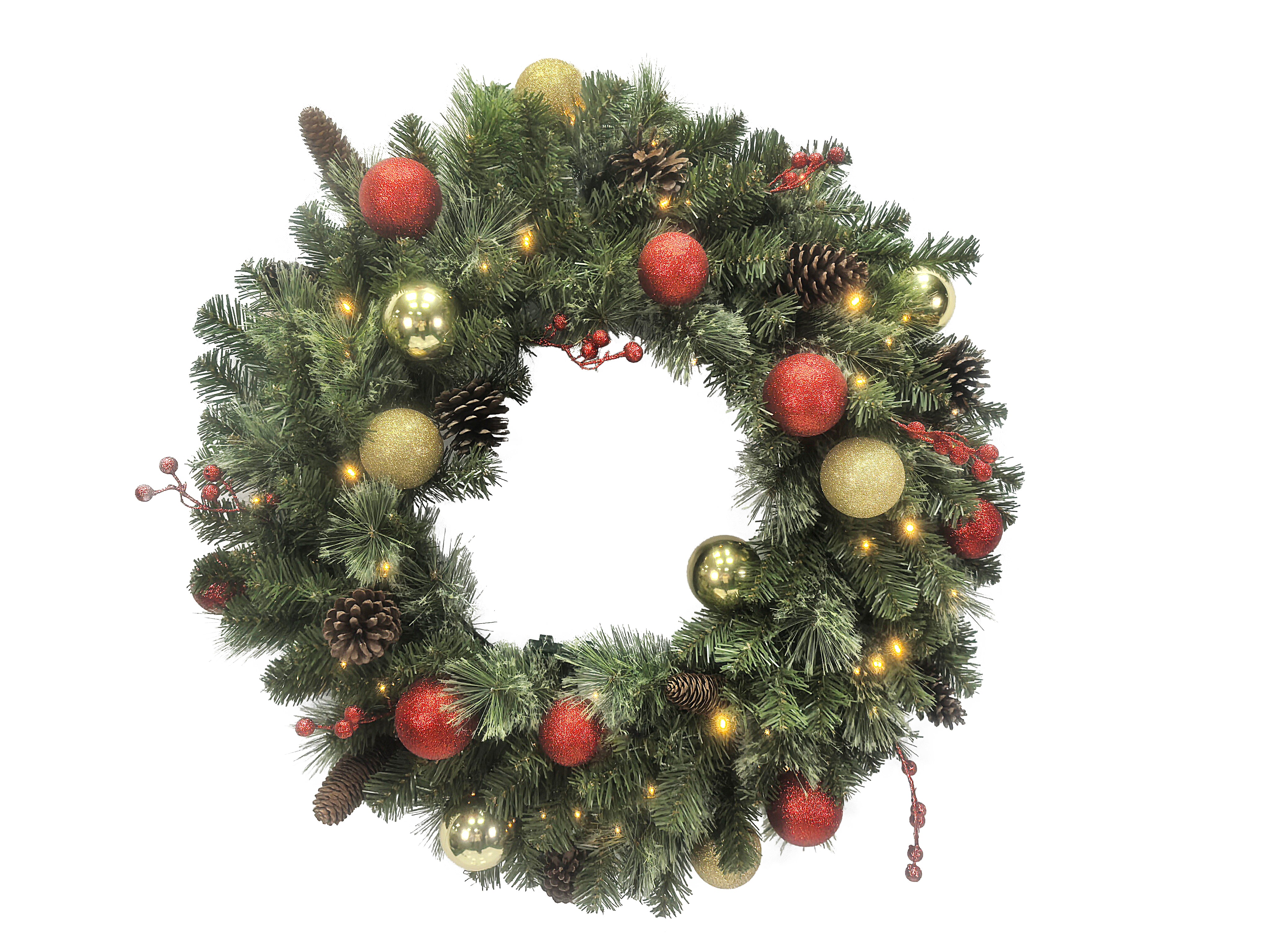 Puleo International 30" Pre-Lit Fairfield Green Wreath #277-FGG1-30WLW5K07-BO