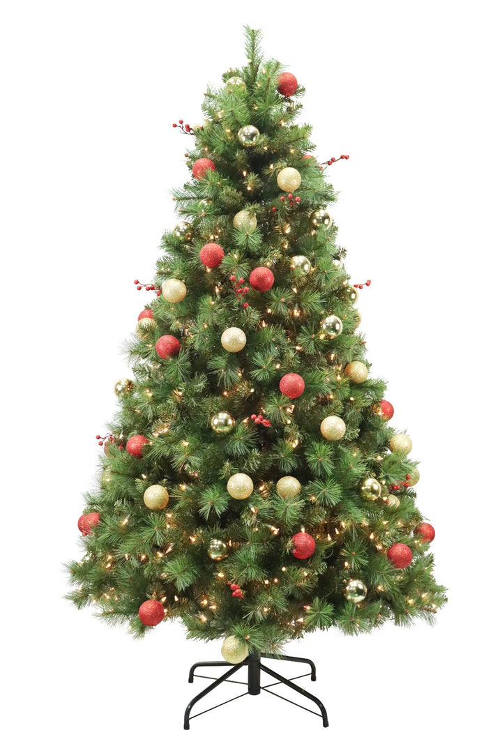 Puleo International 7ft Pre-Lit Fairfield Green Tree Decorated with Clear Lights