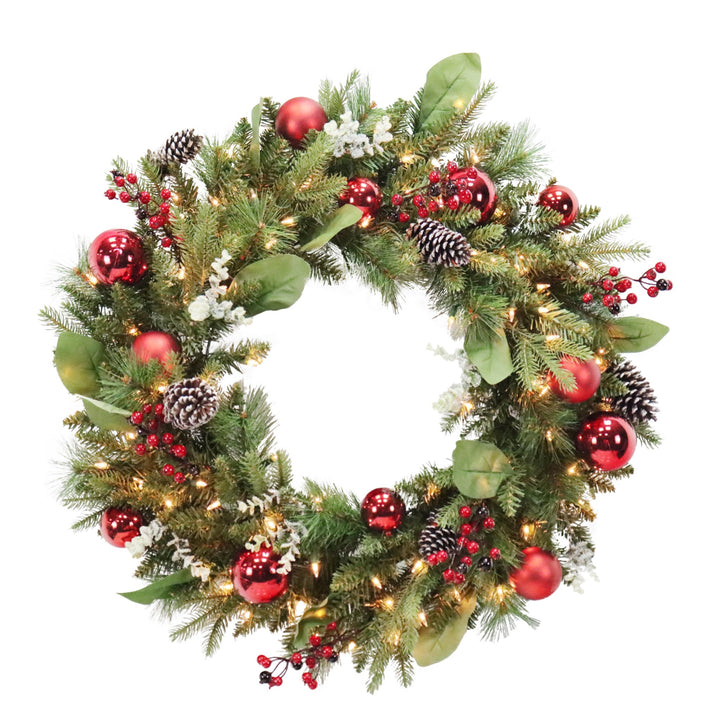 Puleo International 30in St. Nicholas Decorated Wreath in Clear