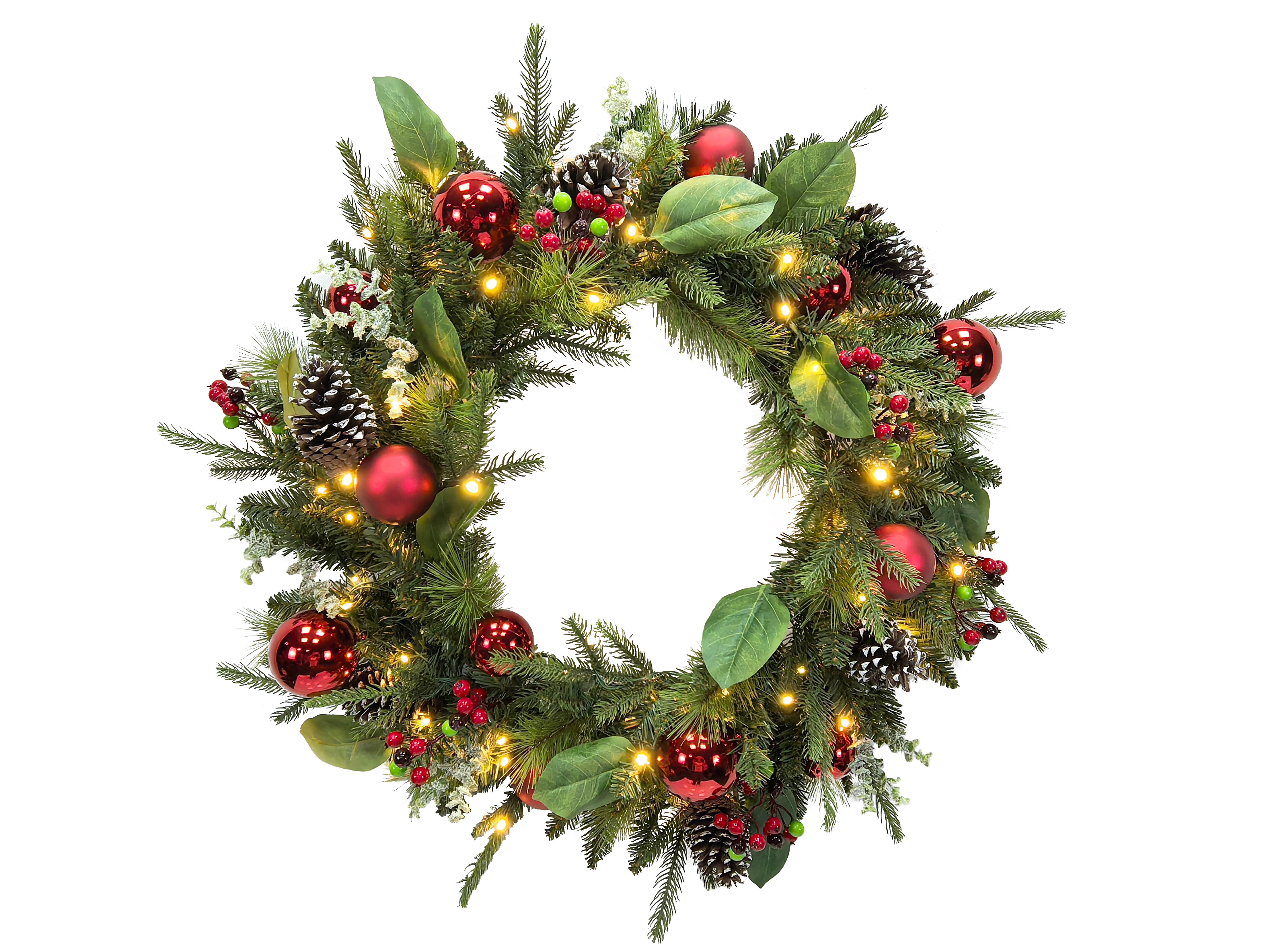 Puleo International 30" Pre-Lit Decorated Wreath #277-JX06-30WLW5K1