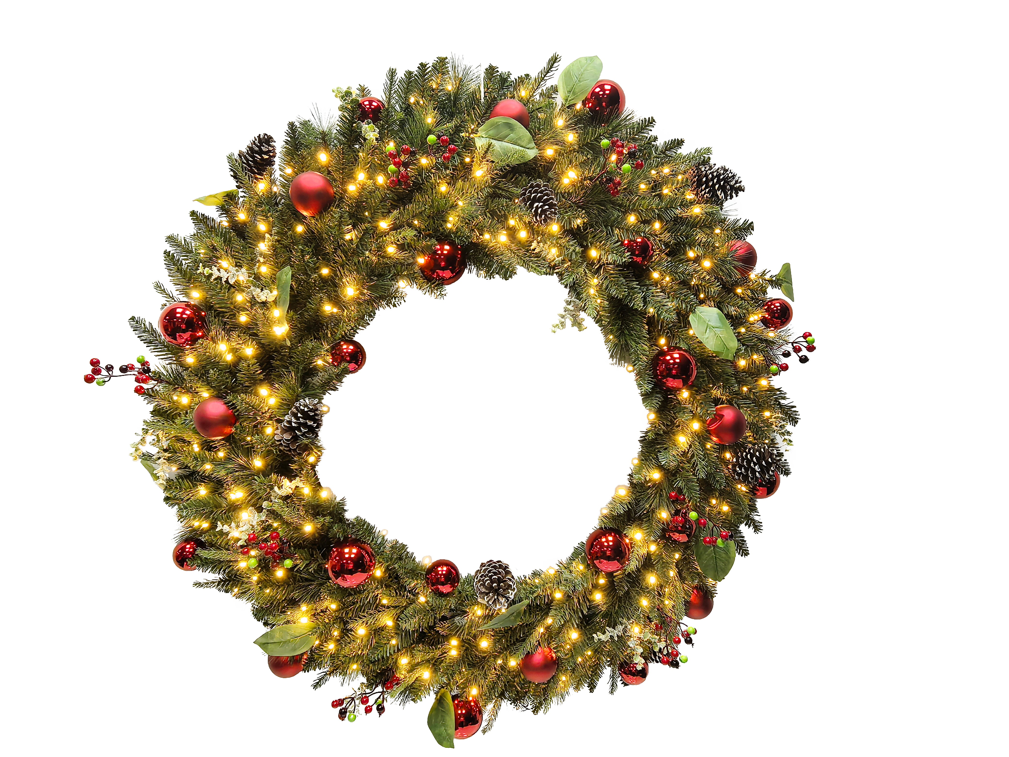 Puleo International 48" Pre-Lit Decorated Wreath #277-JX06-48WLW5K4