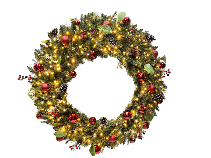 Puleo International 48" Pre-Lit Decorated Wreath #277-JX06-48WLW5K4