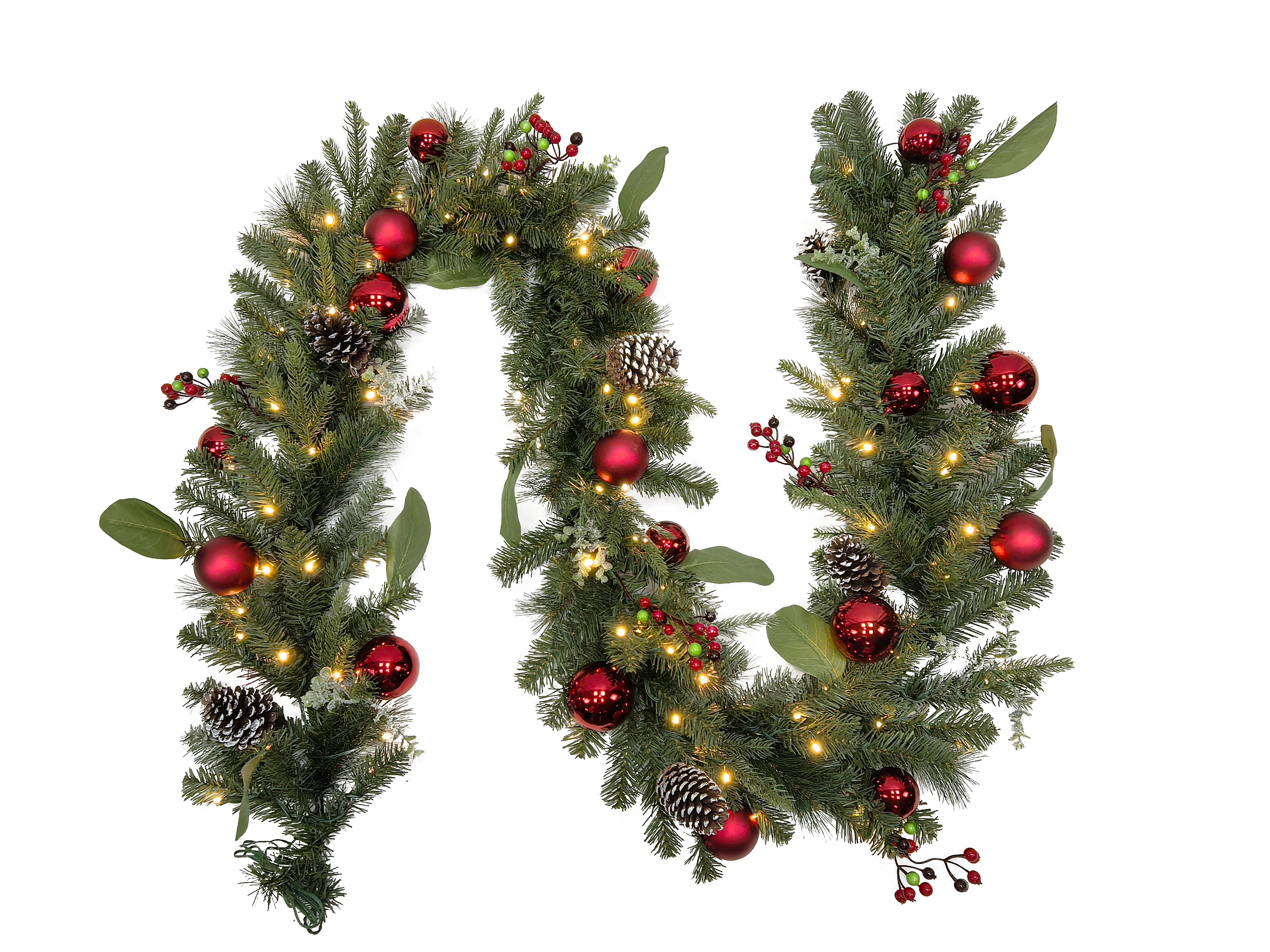 Puleo International 9ft x 12" Pre-Lit Decorated Garland #277-JX06-9/12LW5K1