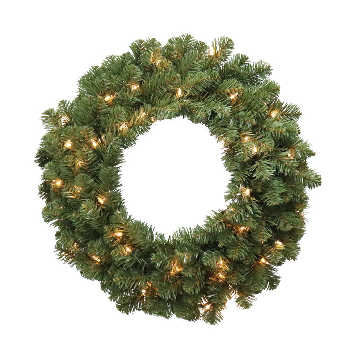 Puleo International 24in Kentucky Pine Green Wreath with 170 Tips & 50 Clear Lights