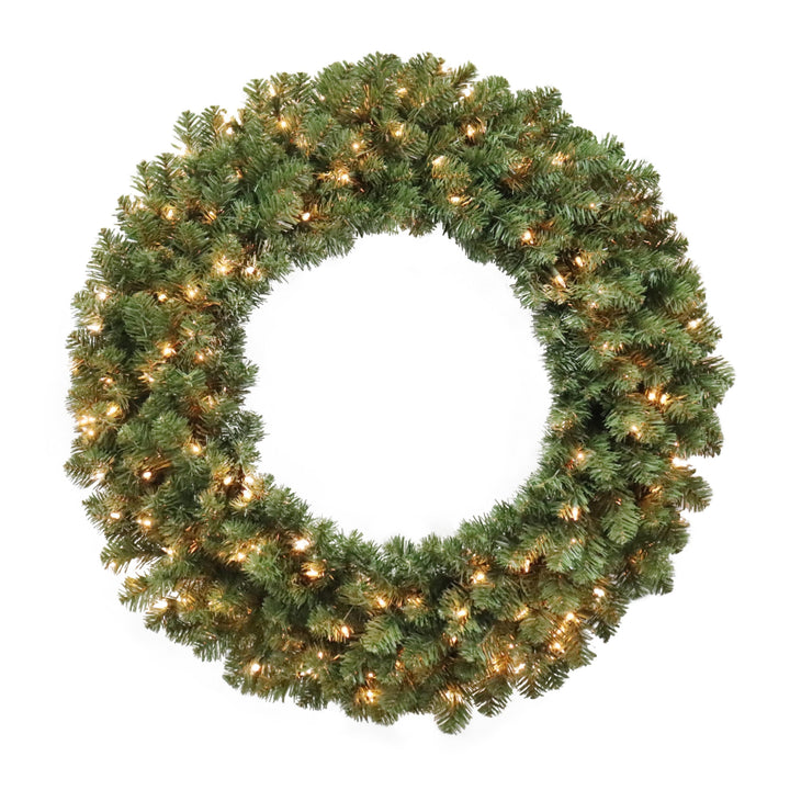 Puleo International 36" Pre-Lit Kentucky Pine Green Wreath with Clear Lights