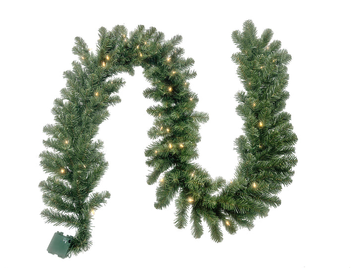 Puleo International 9ft x 12" Pre-Lit Kentucky Pine Green Garland #277-KNGG-9/12F5LW07-BO