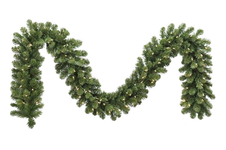 Puleo International 9' x 12" Pre-Lit Kentucky Pine Green Garland With Warm White LED Lights