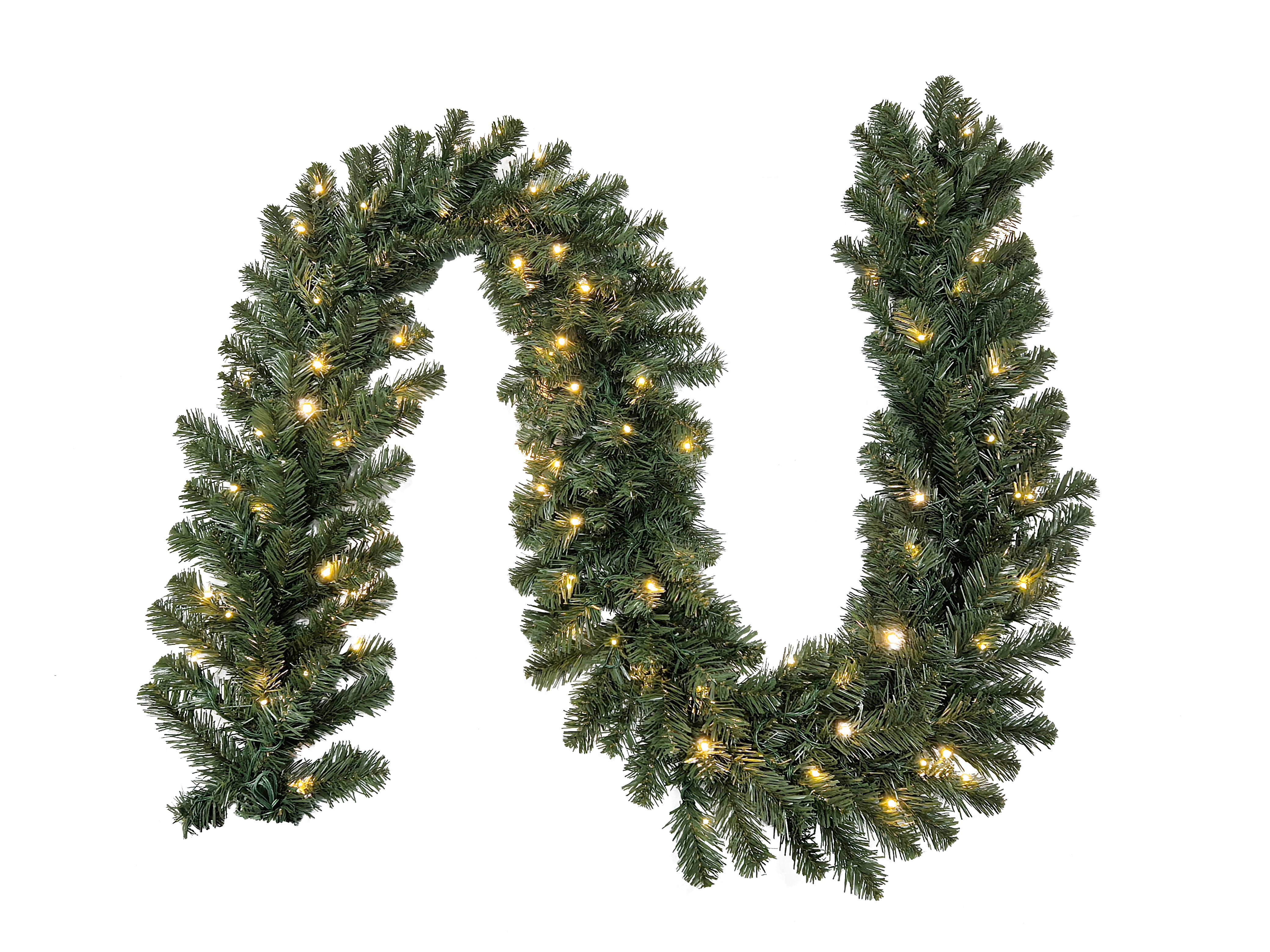 Puleo International 9ft x 12" Pre-Lit Kentucky Pine Green Garland #277-KNGG-9/12LDF3K1-TW