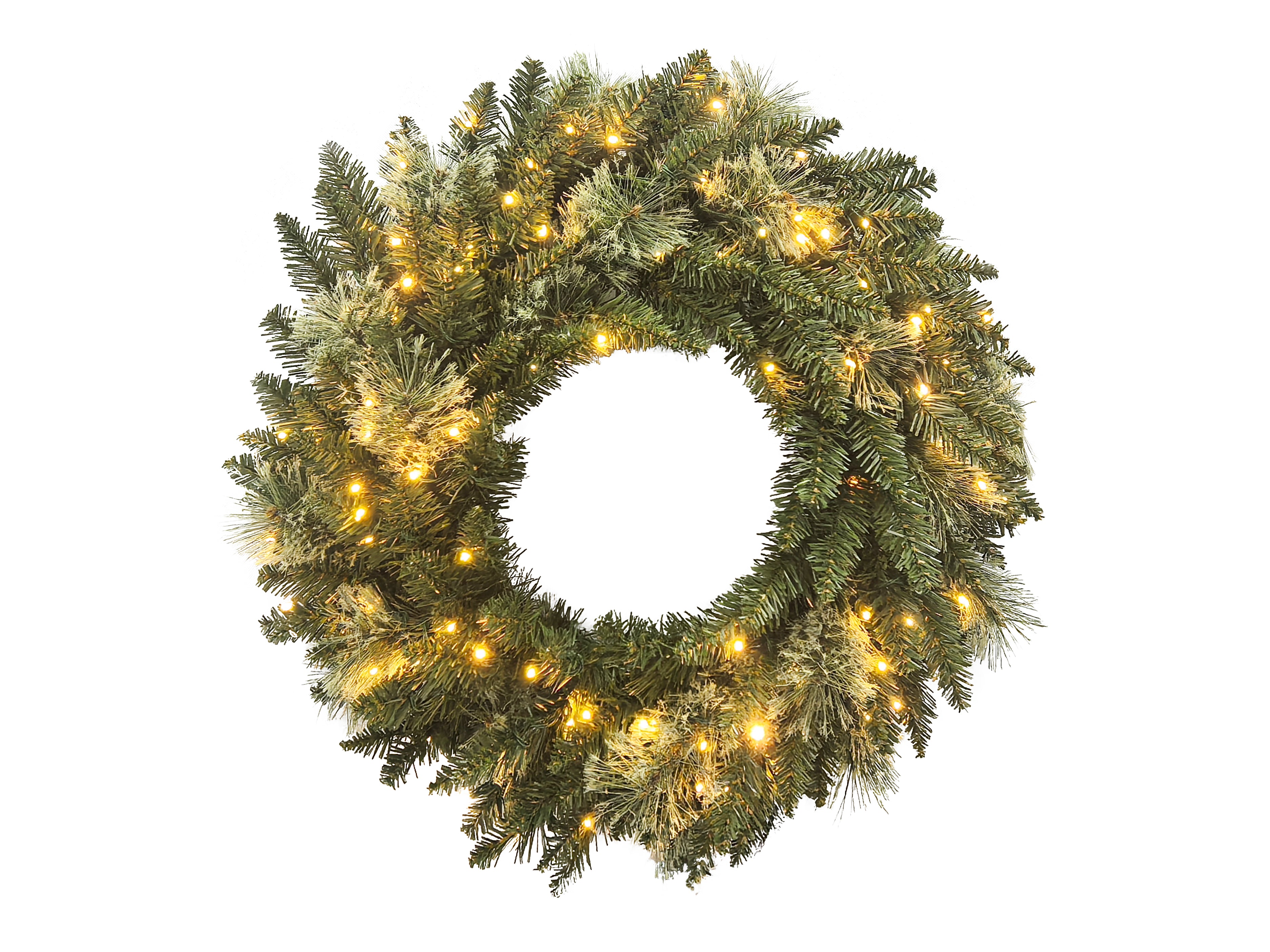 Puleo International 24" Pre-lit Winter Spruce Wreath #277-WSG-24WLDF3K1-TW
