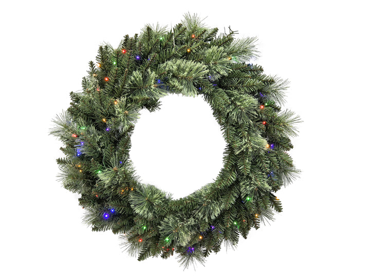 Puleo International 30" Pre-lit Winter Spruce Wreath #277-WSG-30WLD3K07-BO-TW