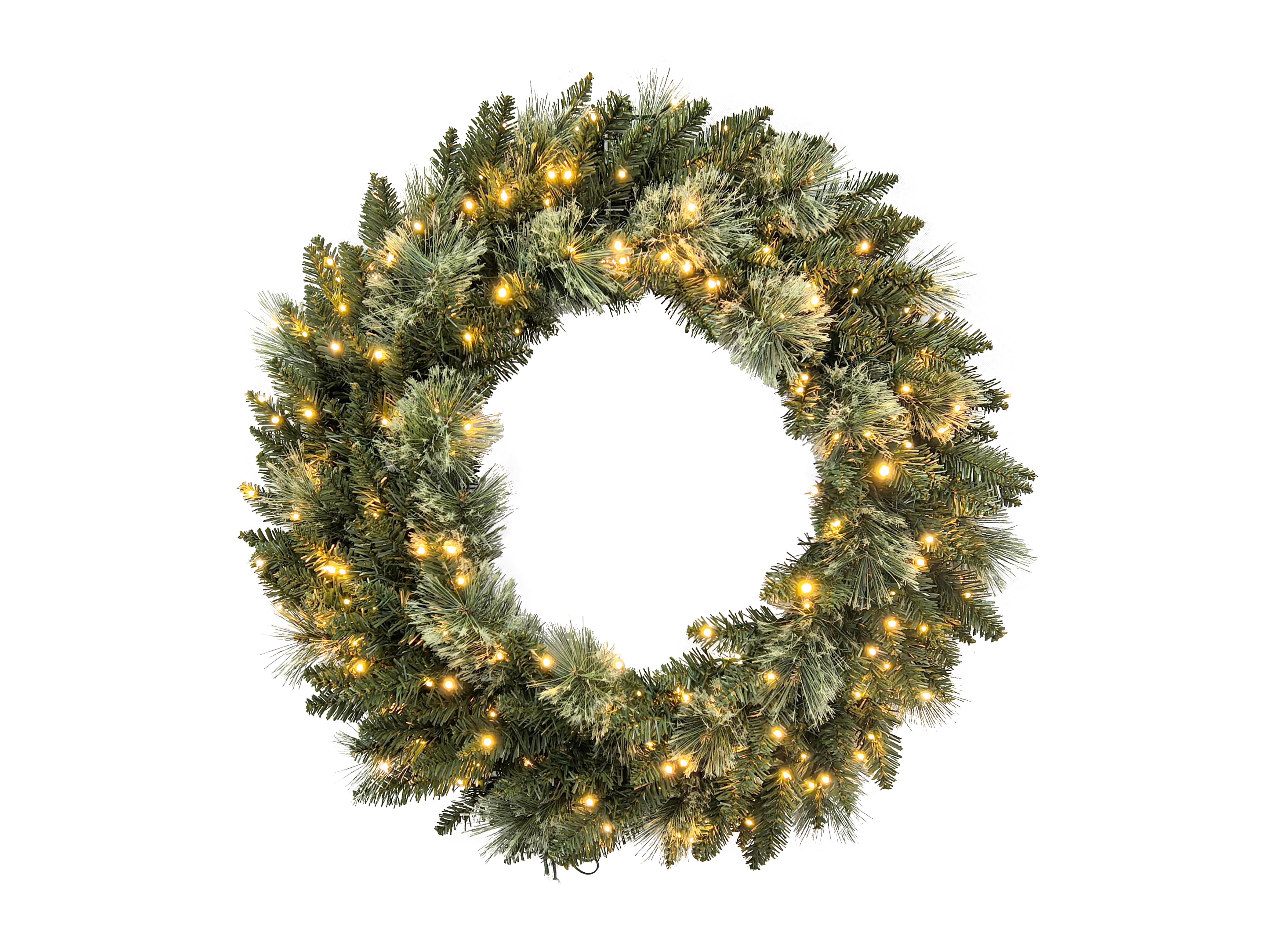Puleo International 30" Pre-lit Winter Spruce Wreath #277-WSG-30WLDF3K2-TW