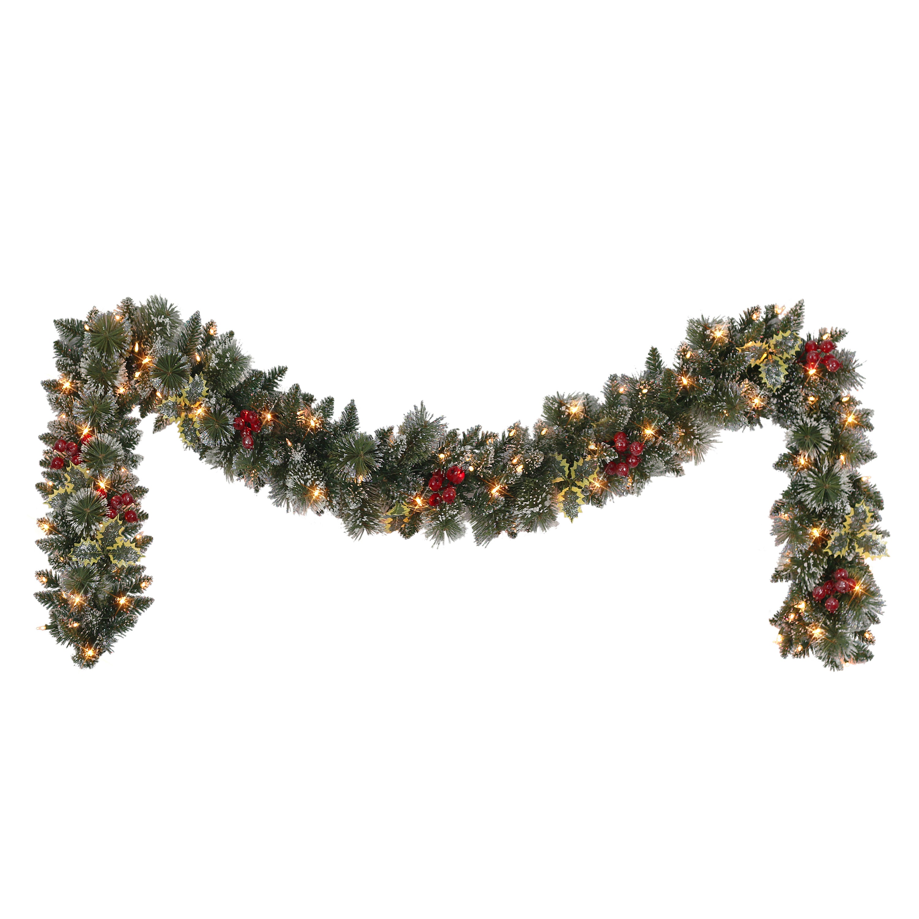 9 ft x 10" Pre-Lit Snowy Silverton Pine Garland SSP3-G9A-10C1