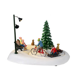 Lemax Village Collection Snowbiking with Dad, Battery Operated (4.5V) #34087
