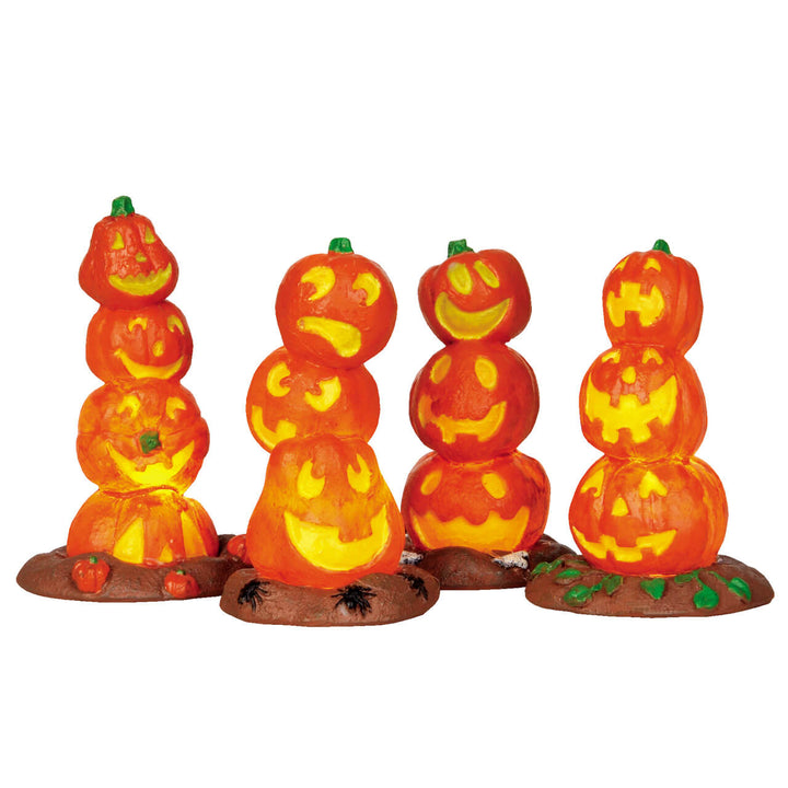 LEMAX Light Up Pumpkin Stack, Set/4, Battery Operated (4.5V) #34623