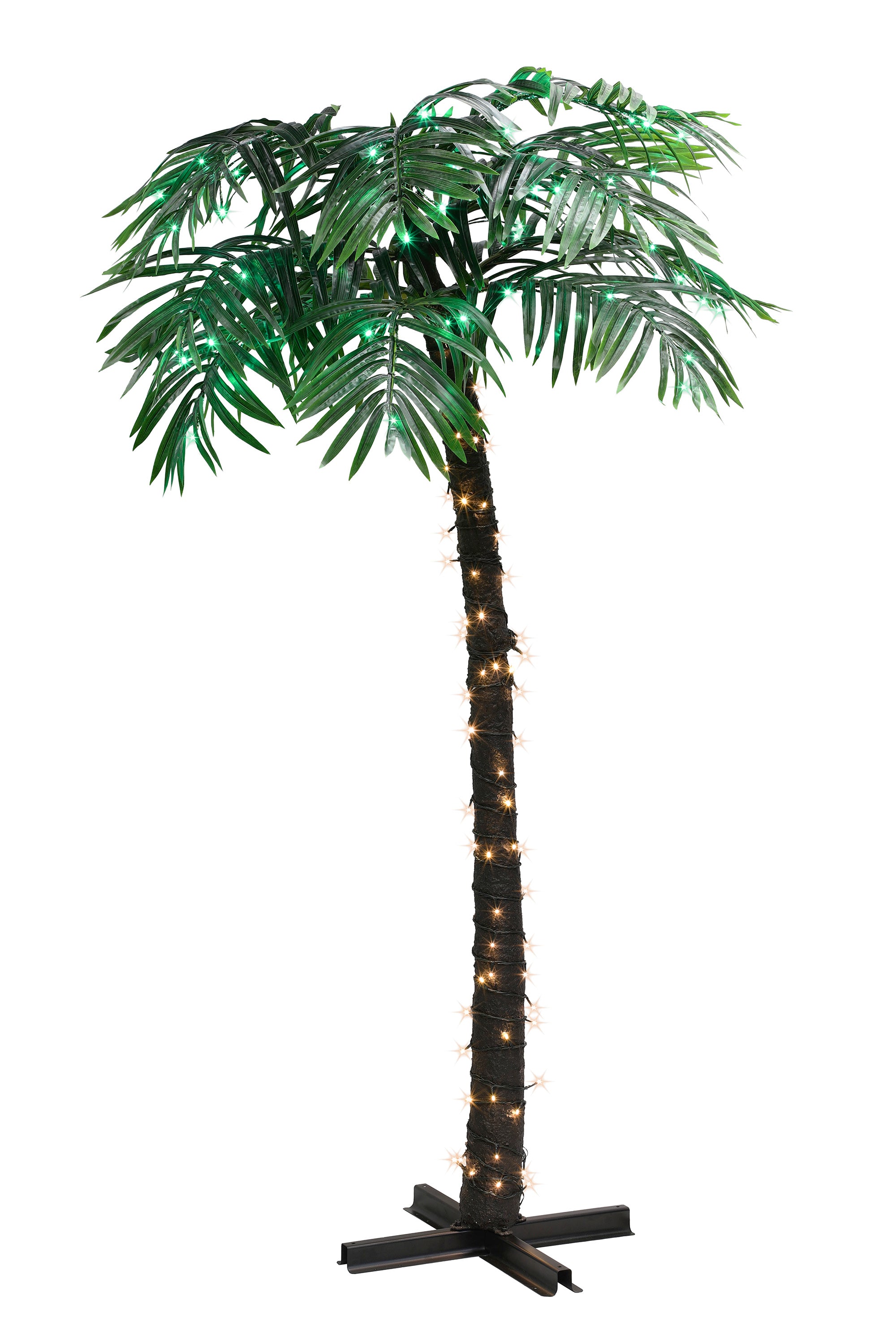 8 ft Pre-Lit Palm Tree with 192 Green & Warm White LED Lights 0995A-ST80LWG19