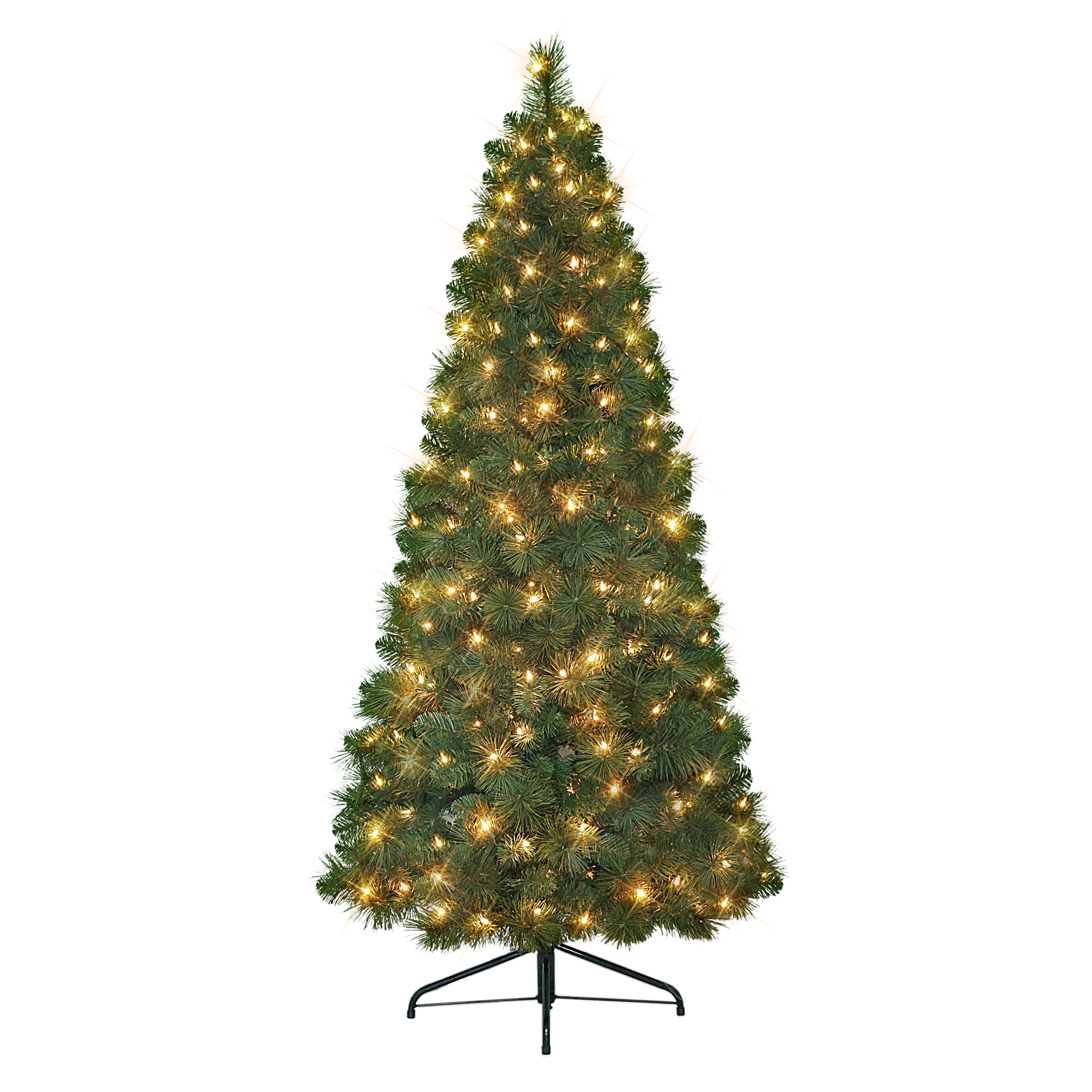 6.5 ft Pre-lit Wall Half Tree 150 UL Clear Lights Metal Stand Green HTA-65C150