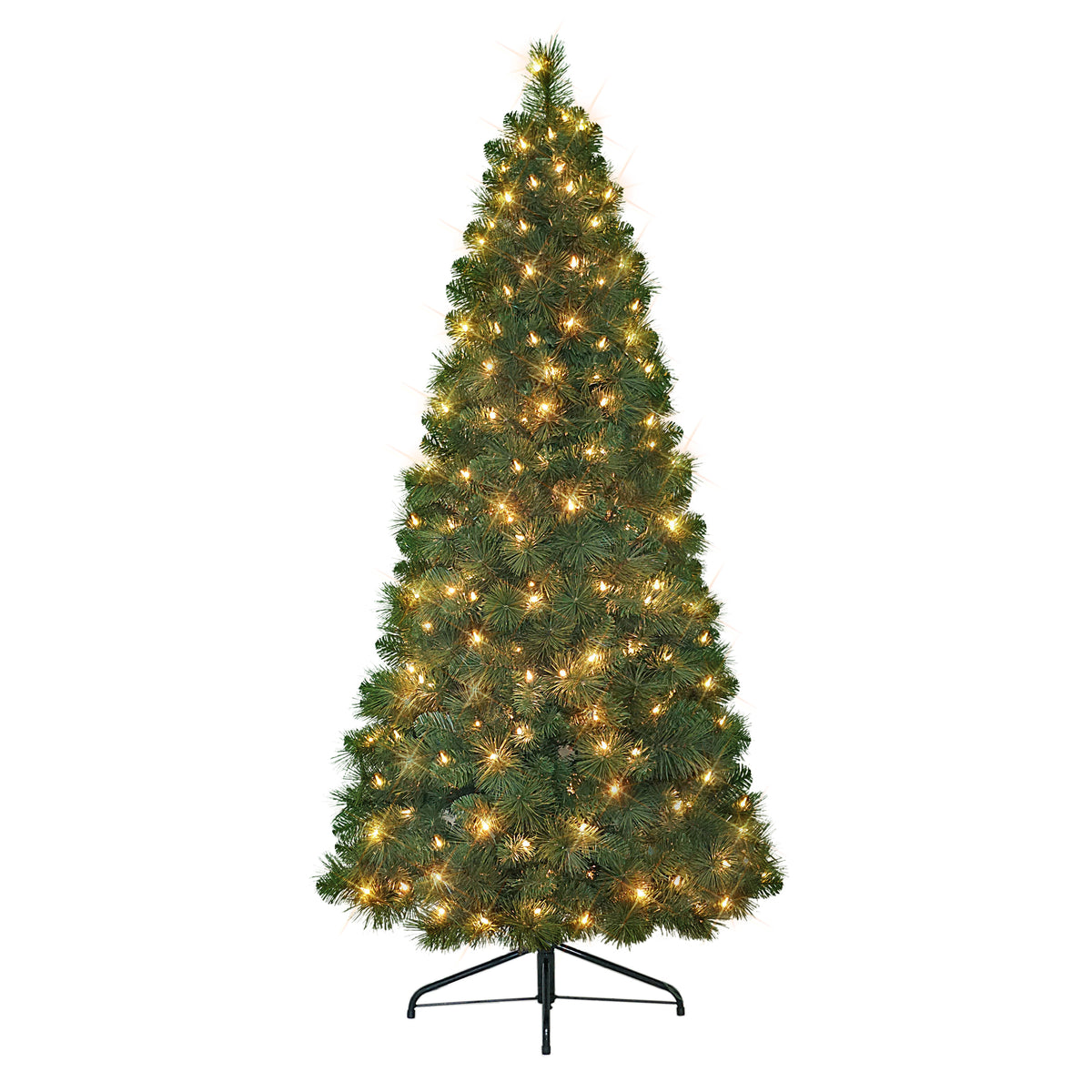 6.5 ft Pre-lit Wall Half Tree 150 UL Clear Lights Metal Stand Green HTA-65C150