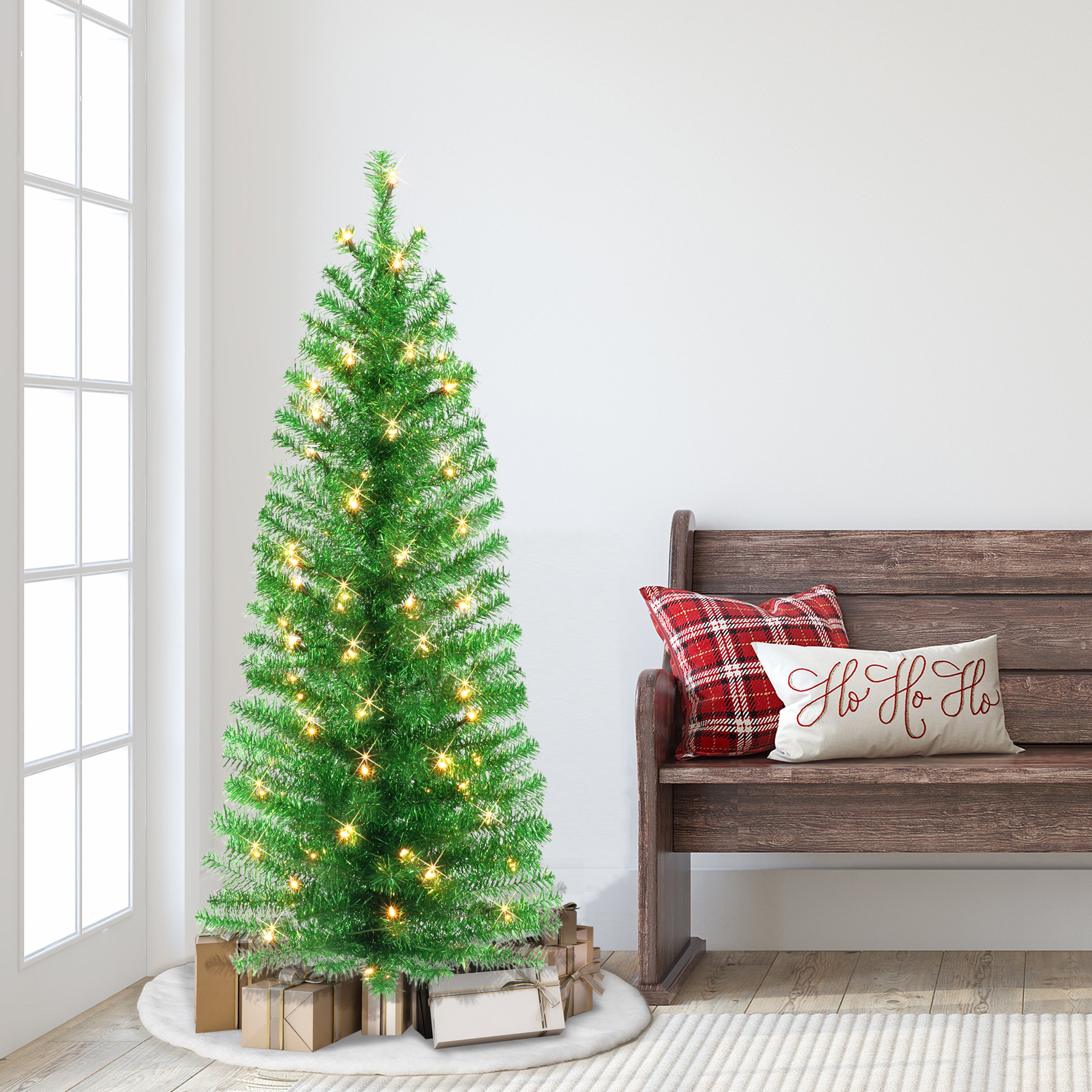 4.5ft Pre-lit Green Tinsel Tree